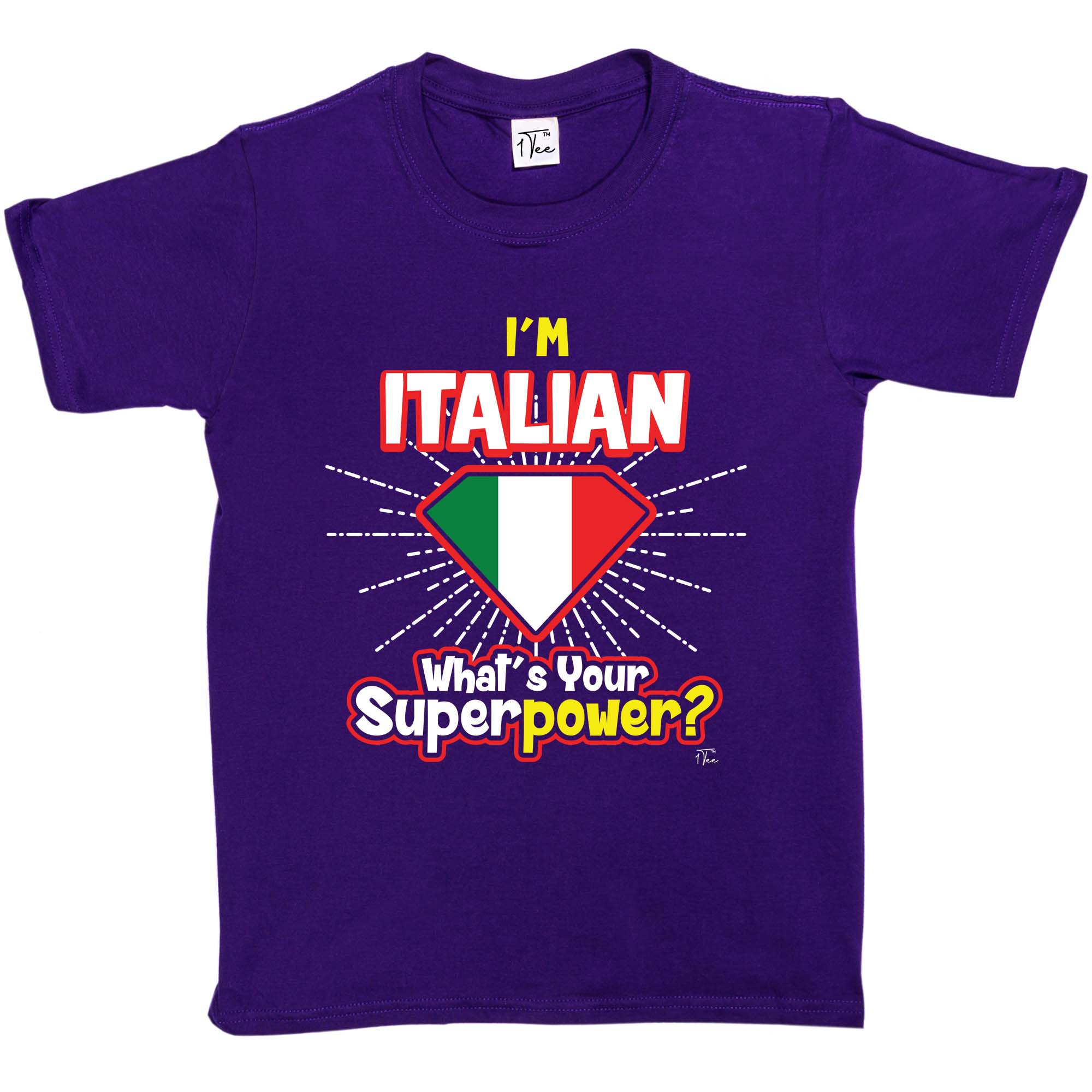 1Tee Kids Girls I'm Italian What's Your Superpower T-Shirt