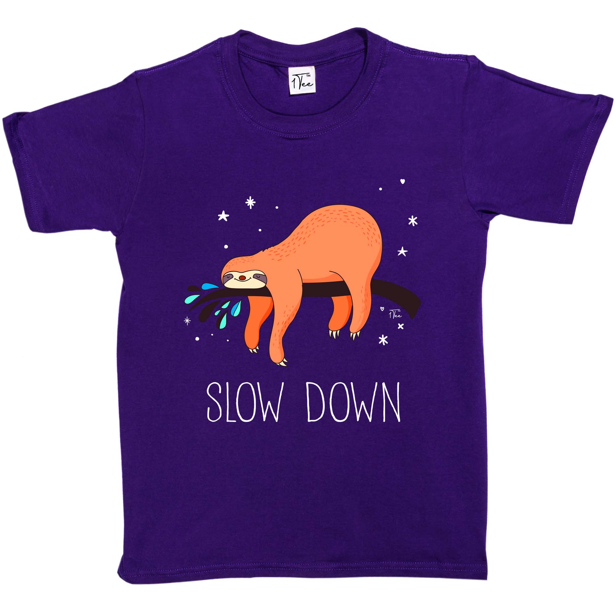 1Tee Kinder Mädchen Slow Down Faultier T-Shirt - Bild 21 von 30