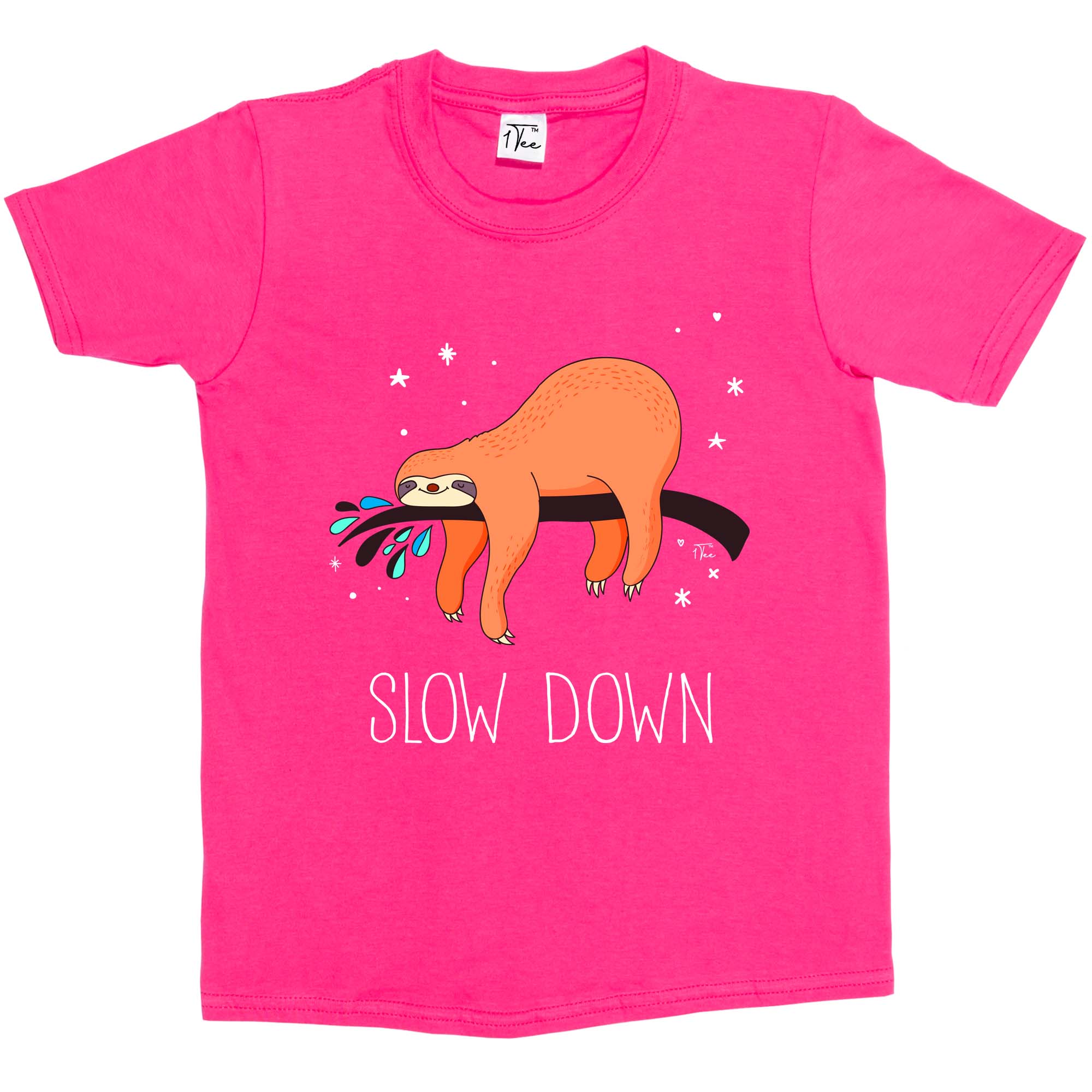 1Tee Kinder Mädchen Slow Down Faultier T-Shirt - Bild 16 von 30
