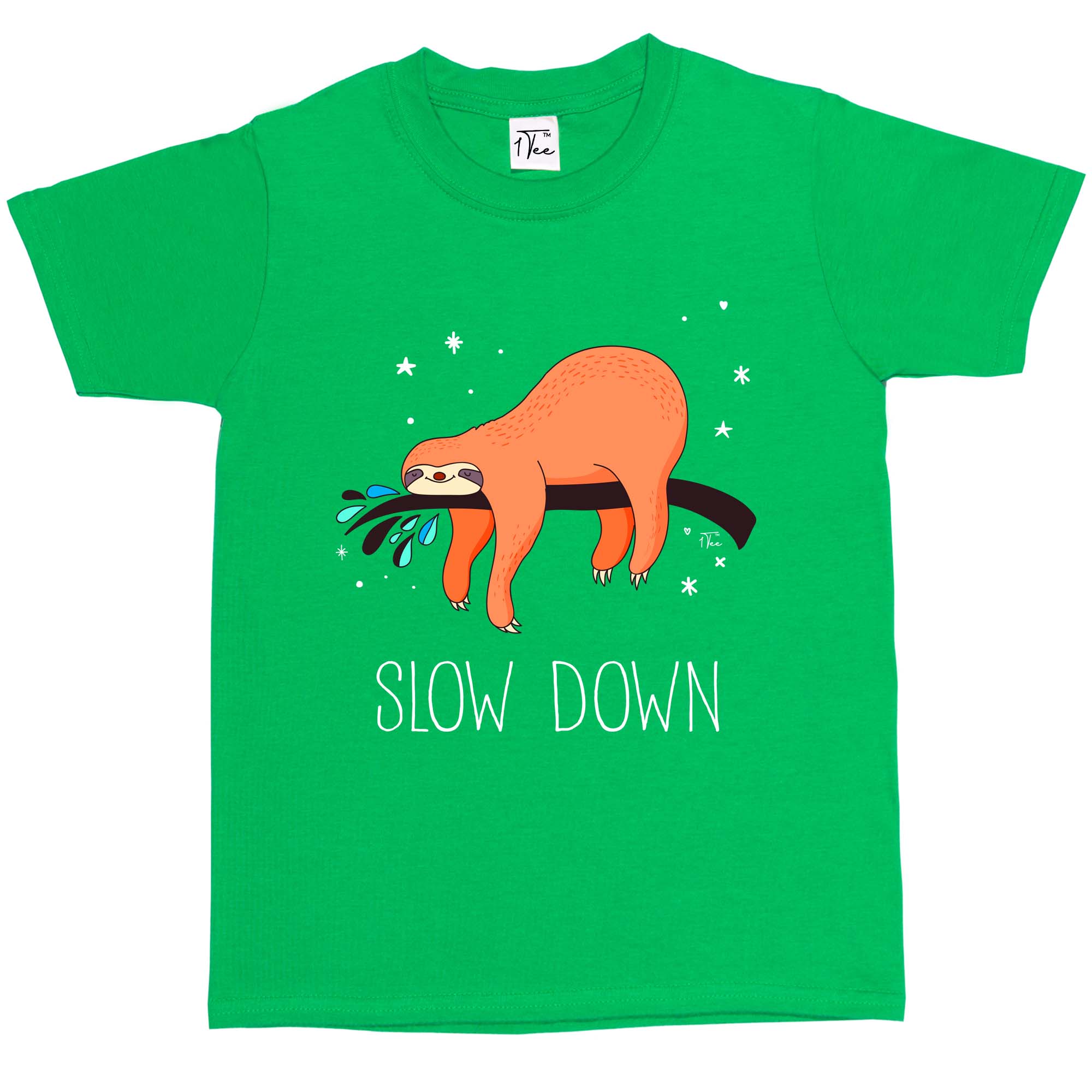 1Tee Kinder Mädchen Slow Down Faultier T-Shirt - Bild 11 von 30