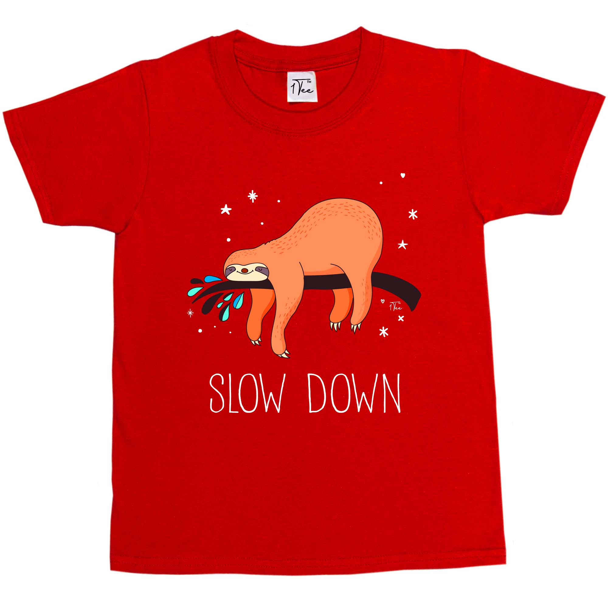 1Tee Kinder Mädchen Slow Down Faultier T-Shirt - Bild 26 von 30