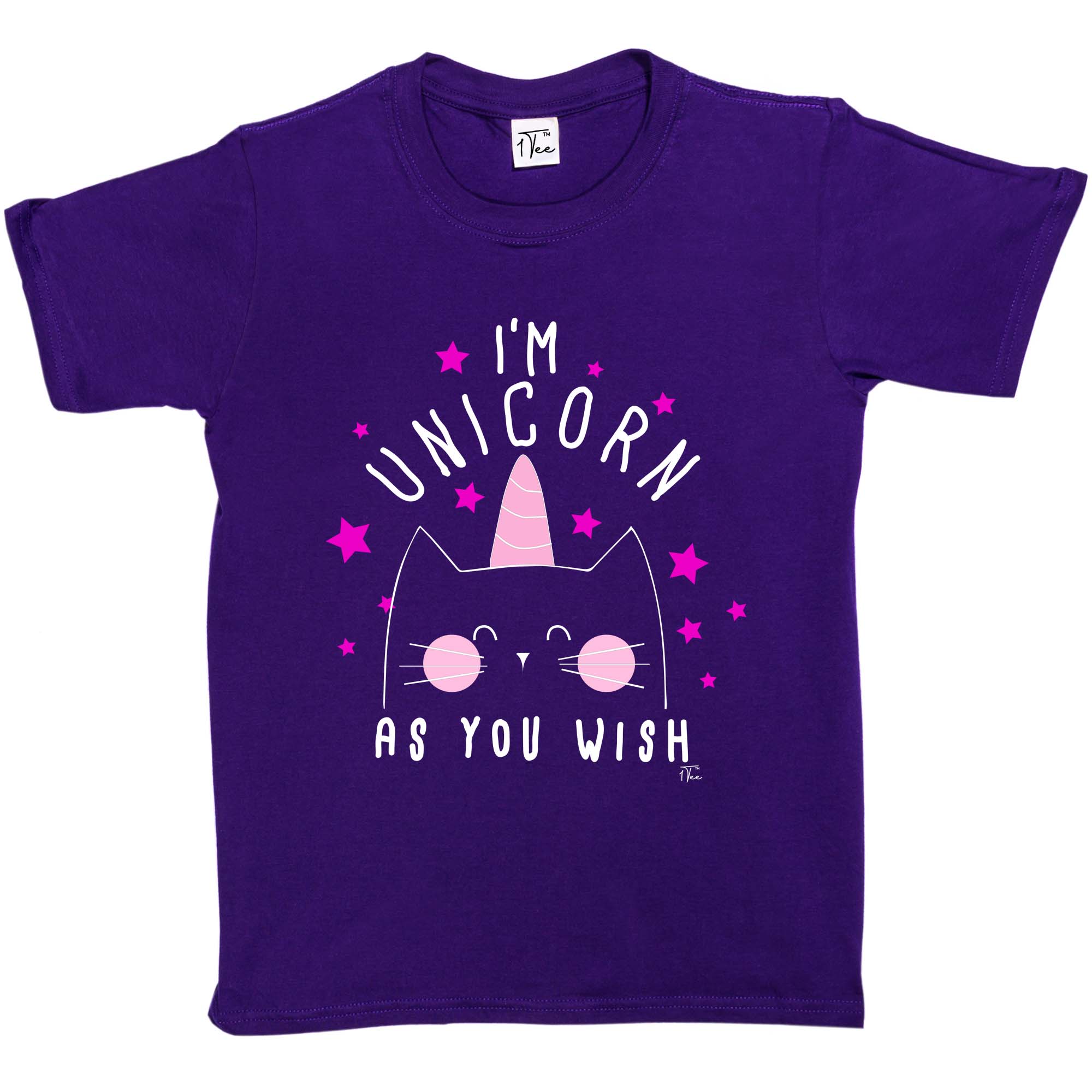 1Tee Kids Girls I'm Unicorn As You Wish Kitten T-Shirt - Imagen 11 de 15
