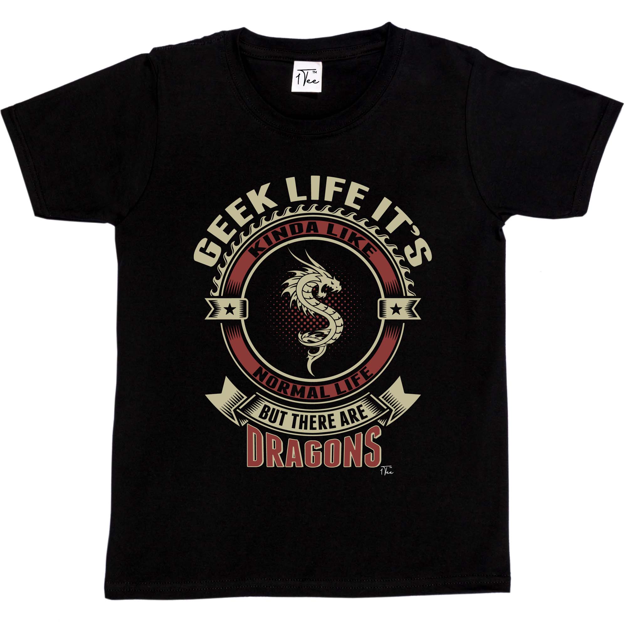 Camiseta 1Tee Niños Niños Geek Life It's Like Normal Life But There Are Dragons - Imagen 6 de 20