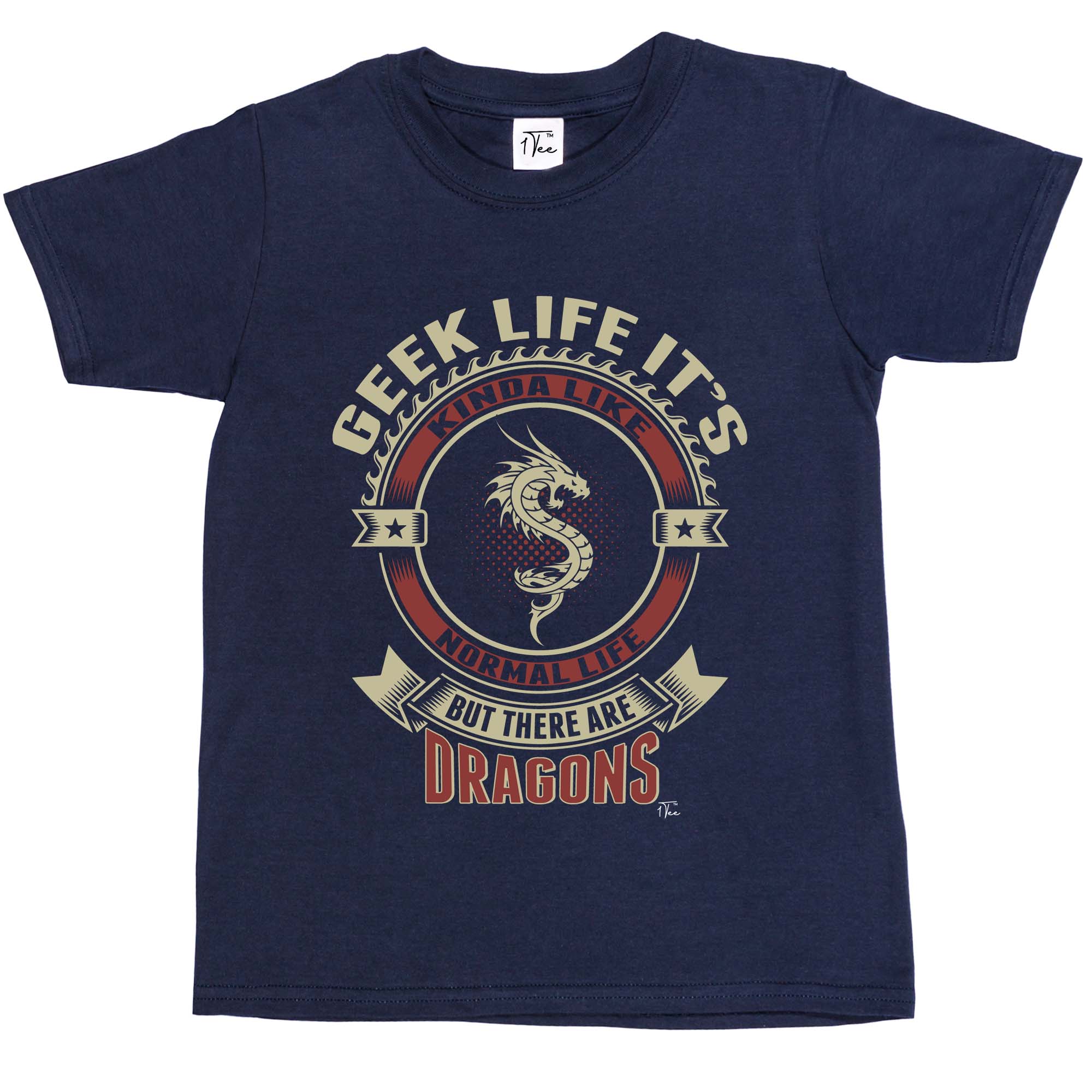 Camiseta 1Tee Niños Niños Geek Life It's Like Normal Life But There Are Dragons - Imagen 11 de 20