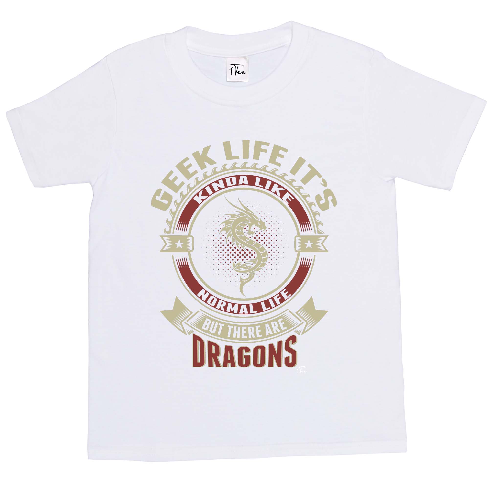 Camiseta 1Tee Niños Niños Geek Life It's Like Normal Life But There Are Dragons - Imagen 16 de 20
