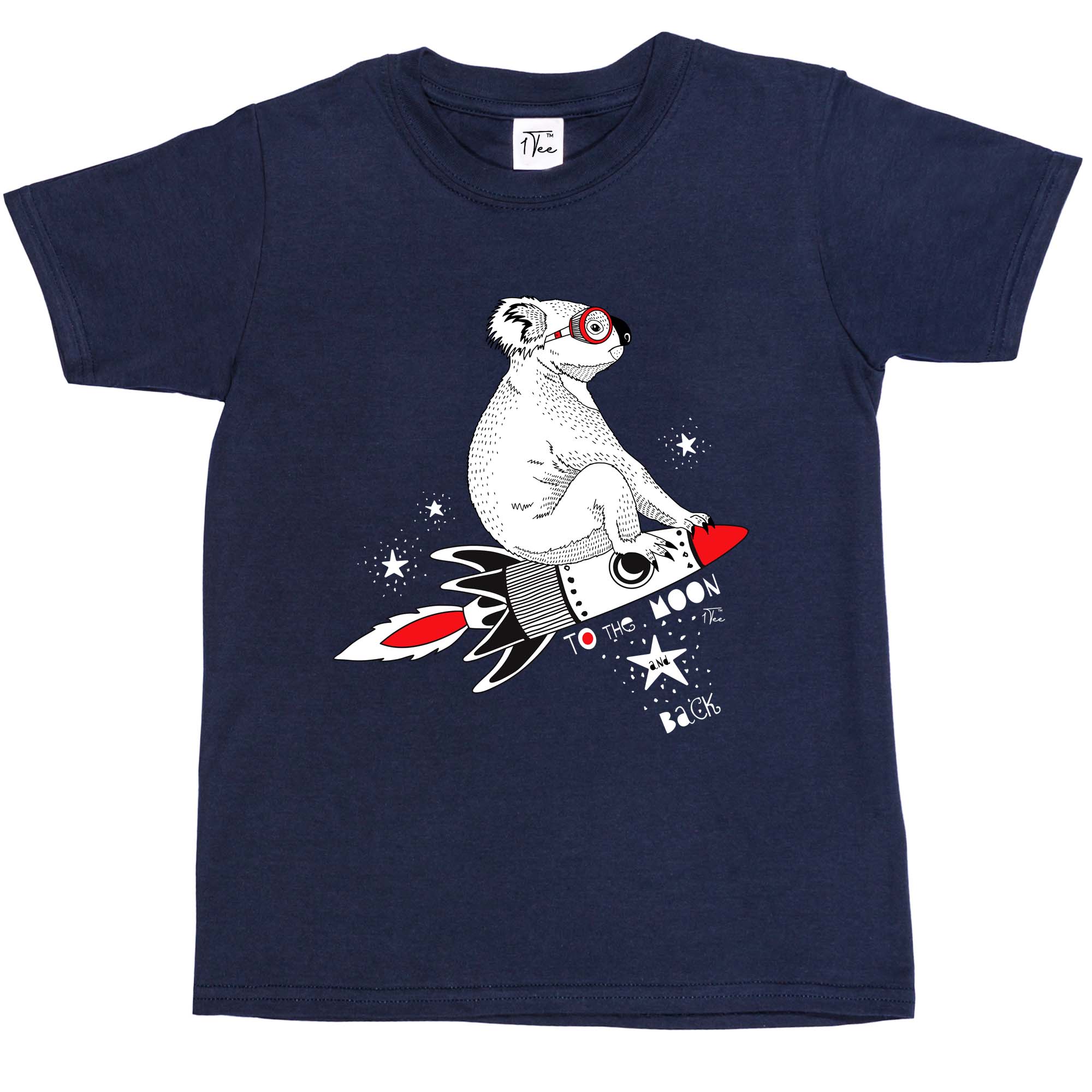 1 camiseta para niños niños koala en barco cohete, a la luna y de regreso camiseta - Imagen 16 de 25