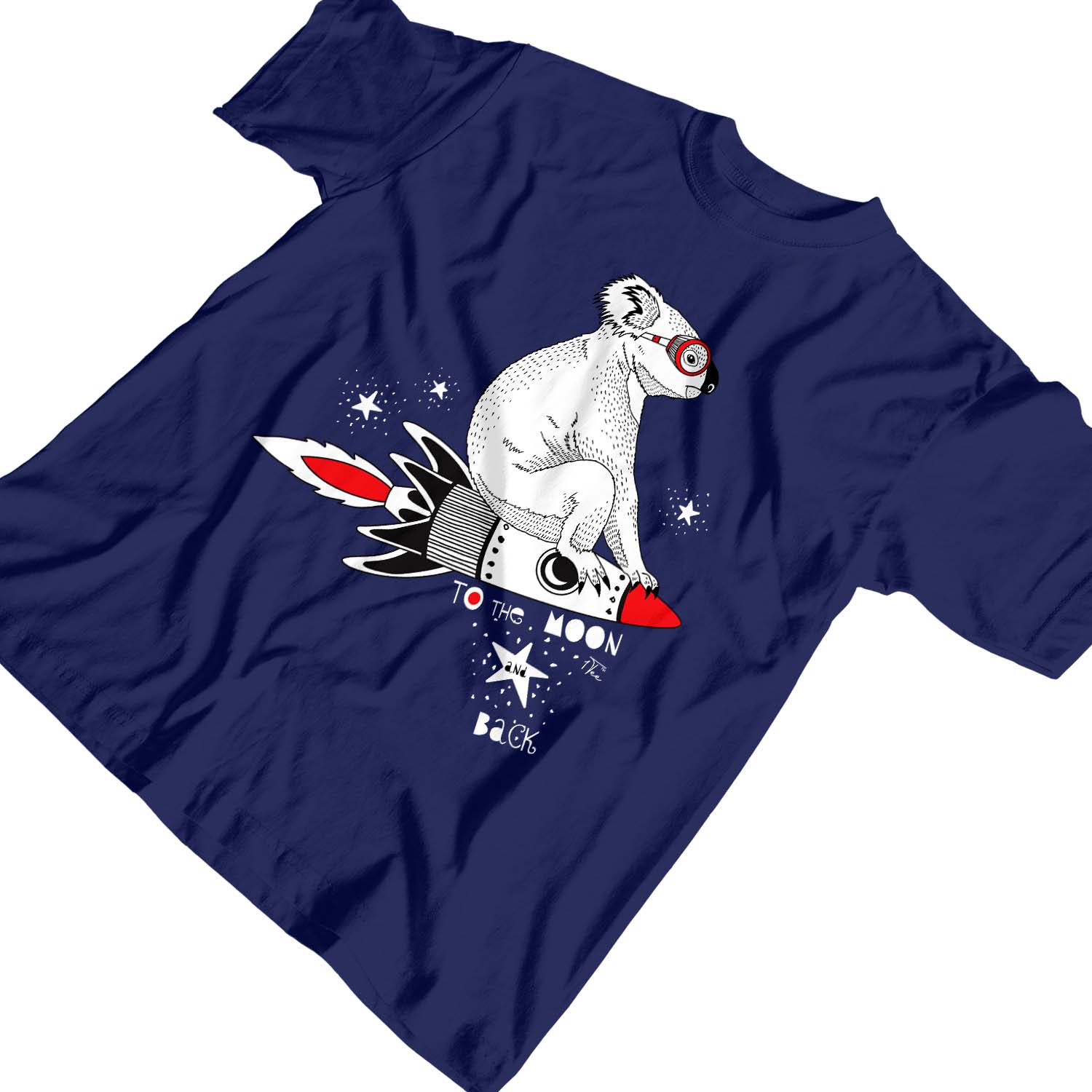 1 camiseta para niños niños koala en barco cohete, a la luna y de regreso camiseta - Imagen 17 de 25