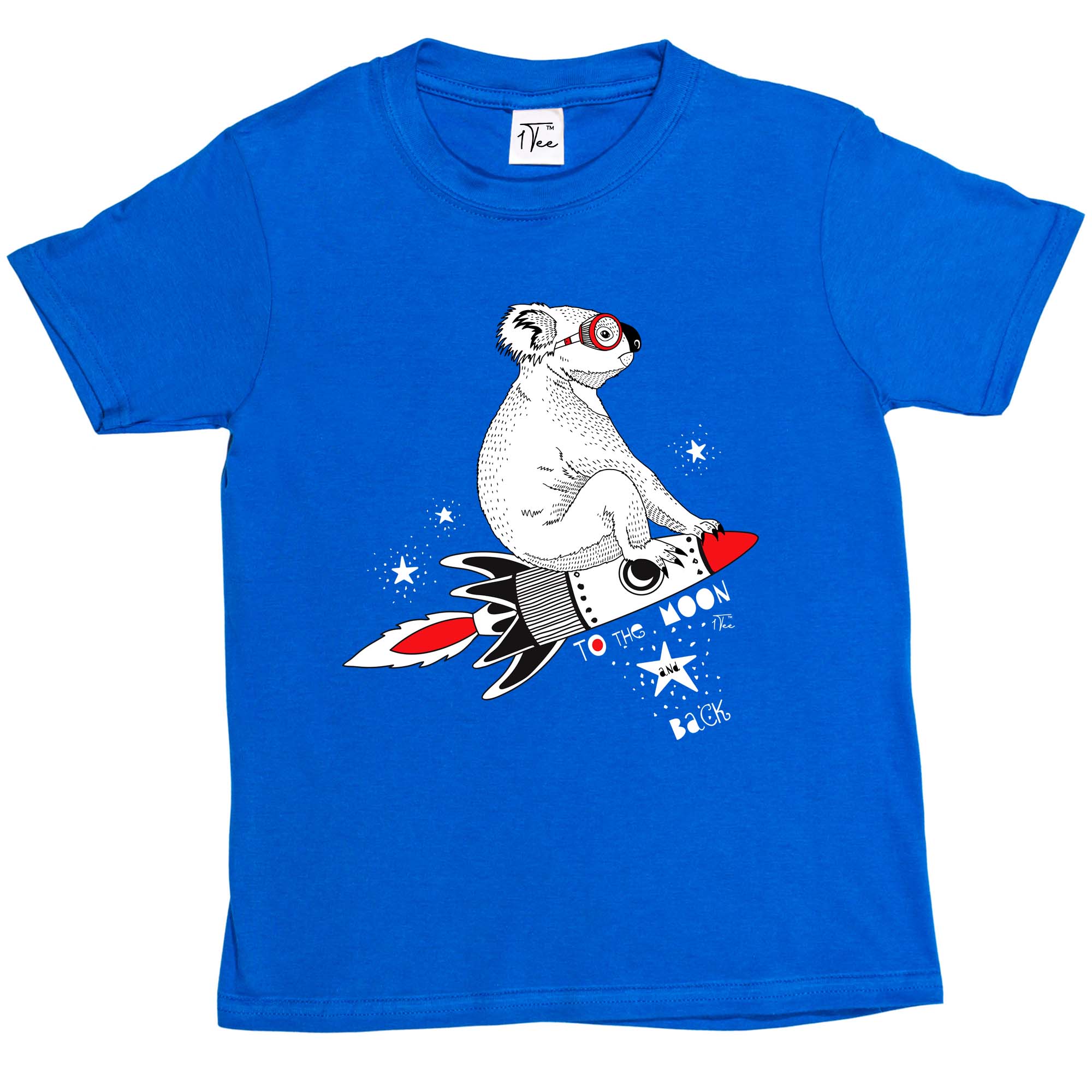 1 camiseta para niños niños koala en barco cohete, a la luna y de regreso camiseta - Imagen 21 de 25