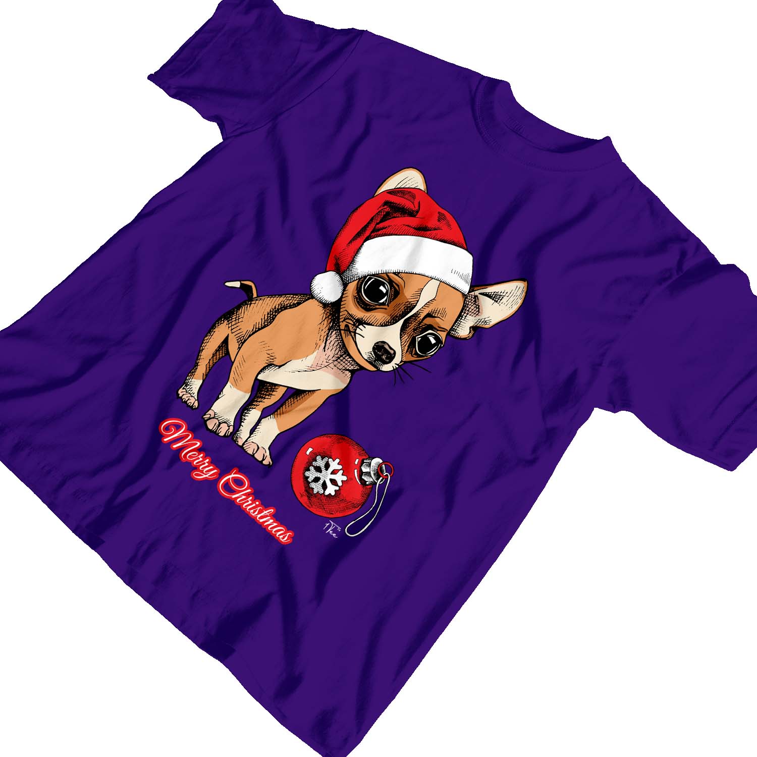1Tee Kids Girls Puppy Chihuahua Wearing Santa's Hat, Cute Christmas T-Shirt - Imagen 22 de 30