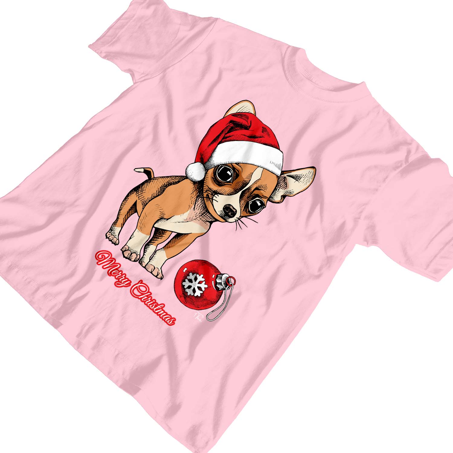 1Tee Kids Girls Puppy Chihuahua Wearing Santa's Hat, Cute Christmas T-Shirt - Imagen 7 de 30