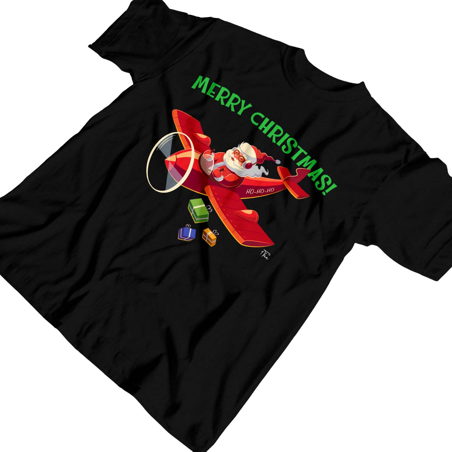 1 T-Shirt Kinder Mädchen Weihnachtsmann liefert Geschenke im Flugzeug - Bild 12 von 20