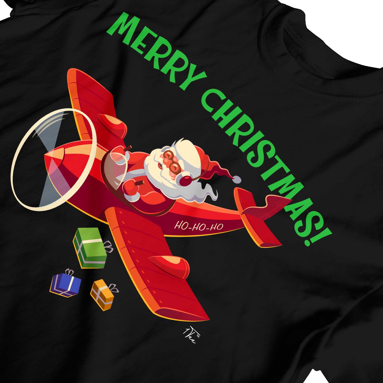 1 T-Shirt Kinder Mädchen Weihnachtsmann liefert Geschenke im Flugzeug - Bild 13 von 20
