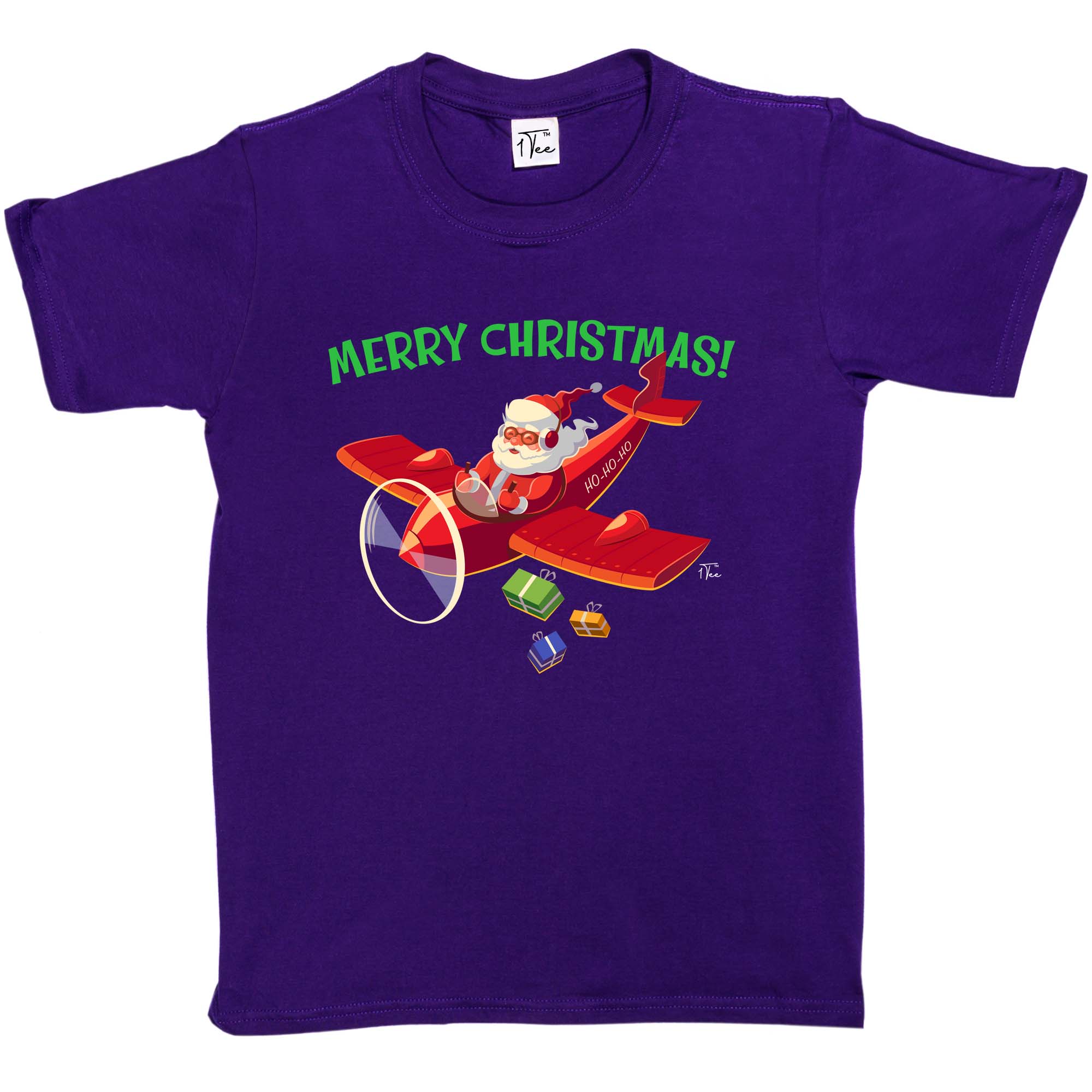 1 T-Shirt Kinder Mädchen Weihnachtsmann liefert Geschenke im Flugzeug - Bild 16 von 20