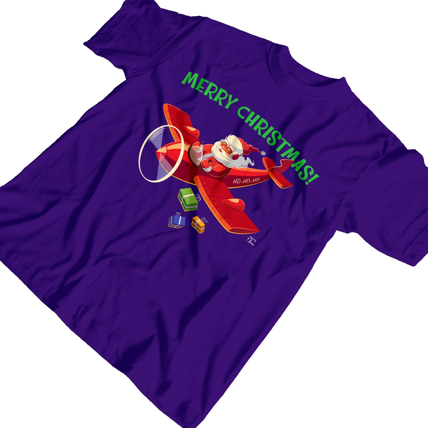 1 T-Shirt Kinder Mädchen Weihnachtsmann liefert Geschenke im Flugzeug - Bild 17 von 20