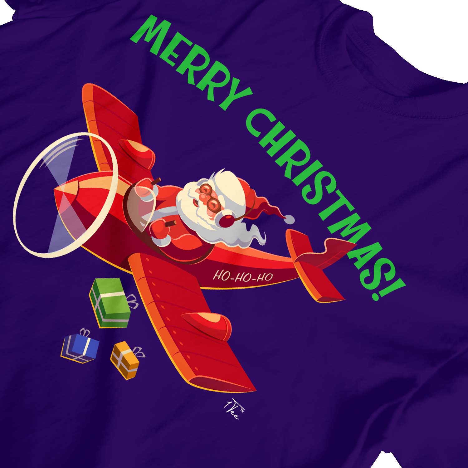1 T-Shirt Kinder Mädchen Weihnachtsmann liefert Geschenke im Flugzeug - Bild 18 von 20