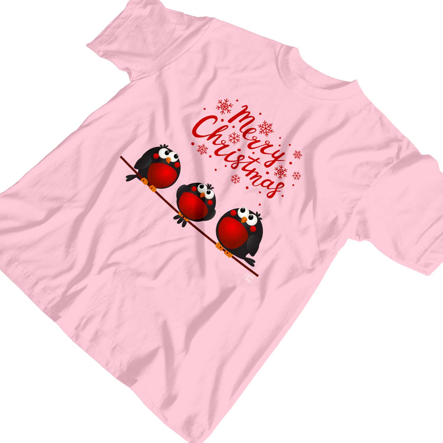 Camiseta 1Tee Niños Niñas Feliz Navidad Roja Robin Birds - Imagen 7 de 25
