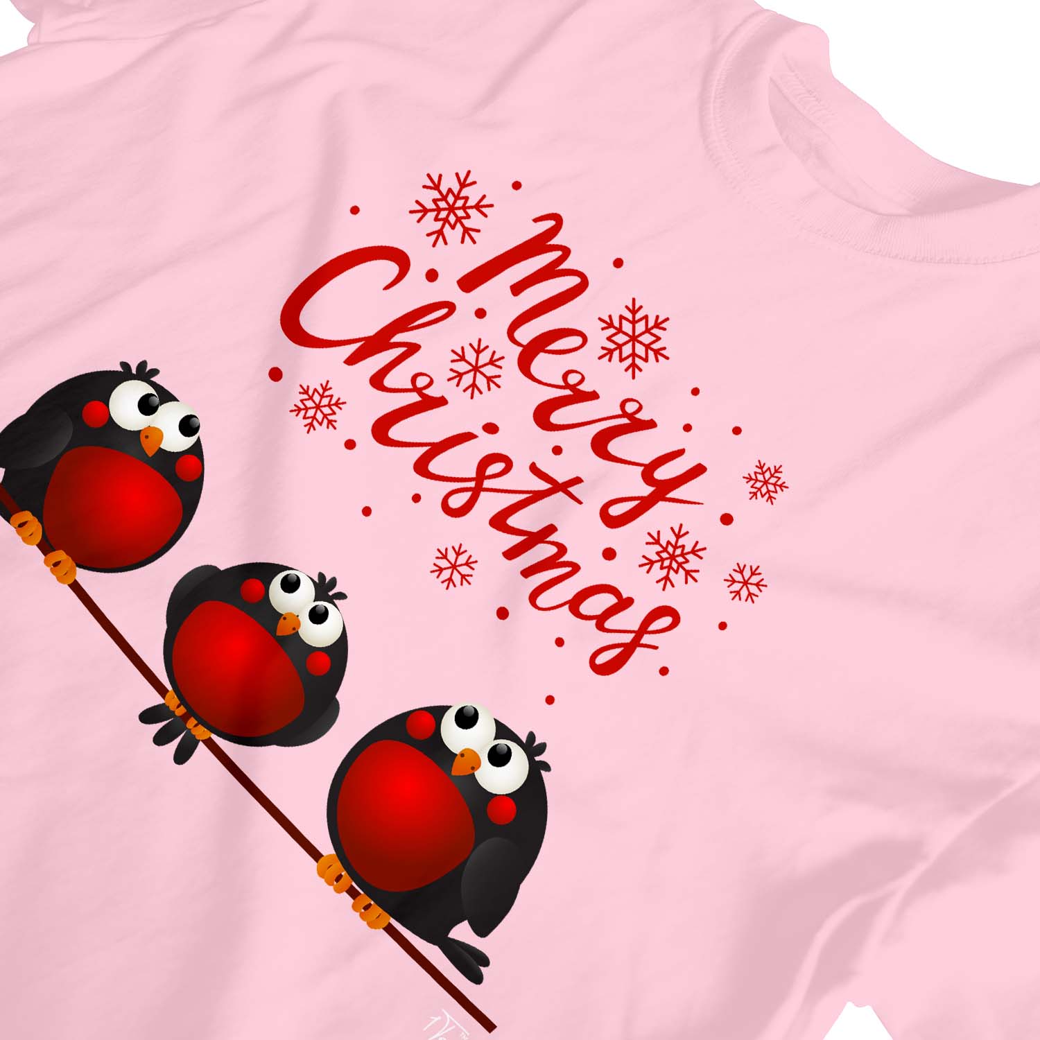 Camiseta 1Tee Niños Niñas Feliz Navidad Roja Robin Birds - Imagen 8 de 25