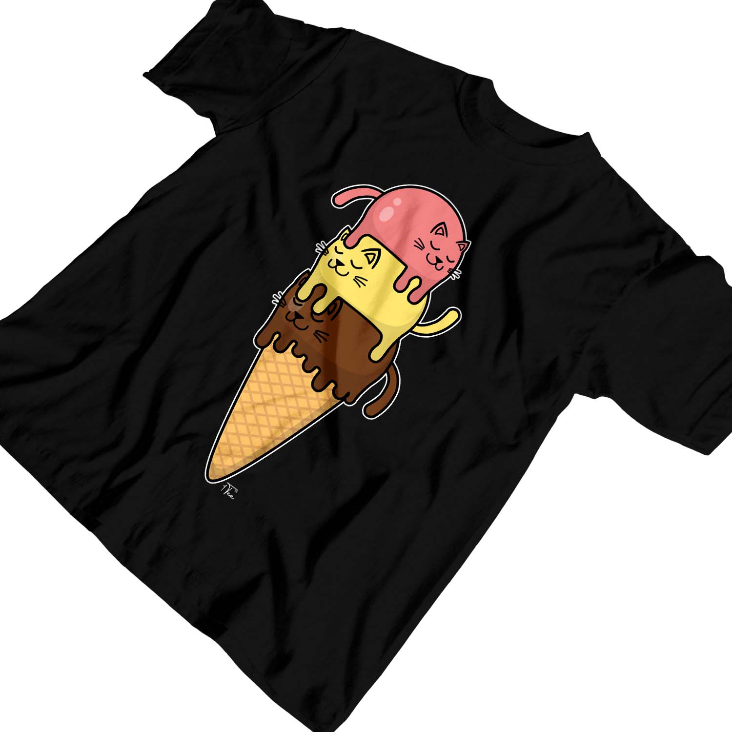 1 Tee shirt enfant fille chats empilé sur cône crème glacée - Photo 12/25