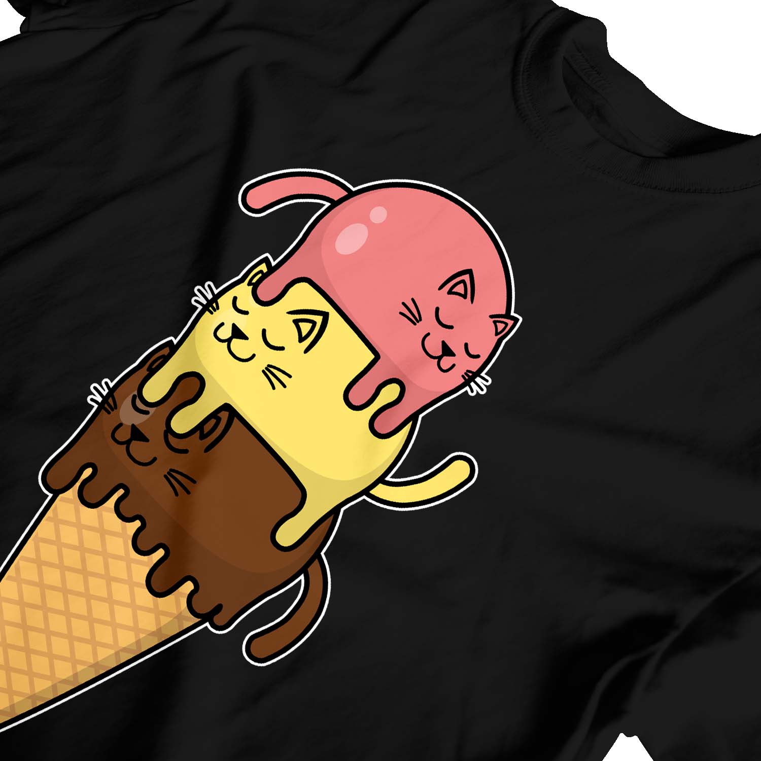 1 Tee shirt enfant fille chats empilé sur cône crème glacée - Photo 13/25
