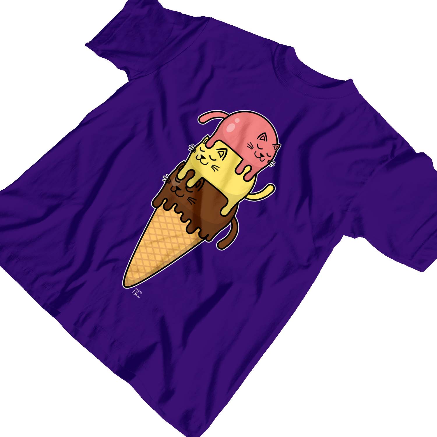1 Tee shirt enfant fille chats empilé sur cône crème glacée - Photo 17/25