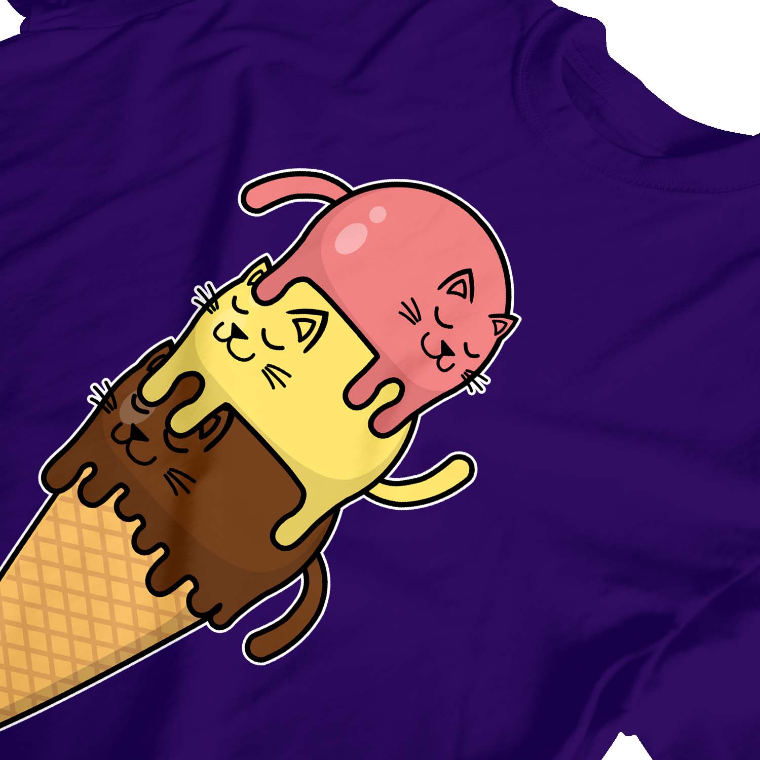 1 Tee shirt enfant fille chats empilé sur cône crème glacée - Photo 18/25
