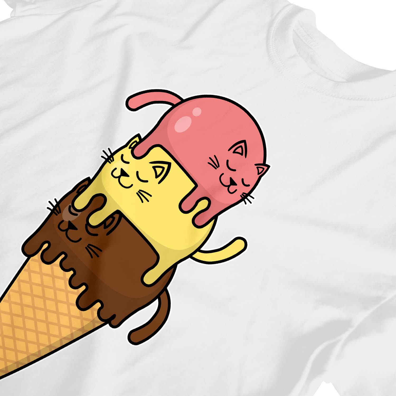 1 Tee shirt enfant fille chats empilé sur cône crème glacée - Photo 23/25