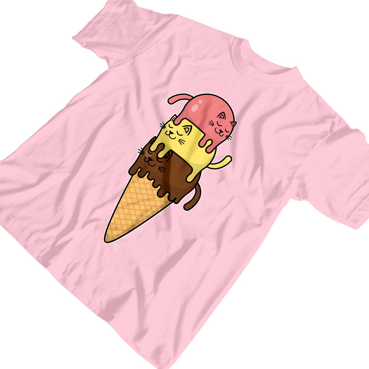 1 Tee shirt enfant fille chats empilé sur cône crème glacée - Photo 7/25