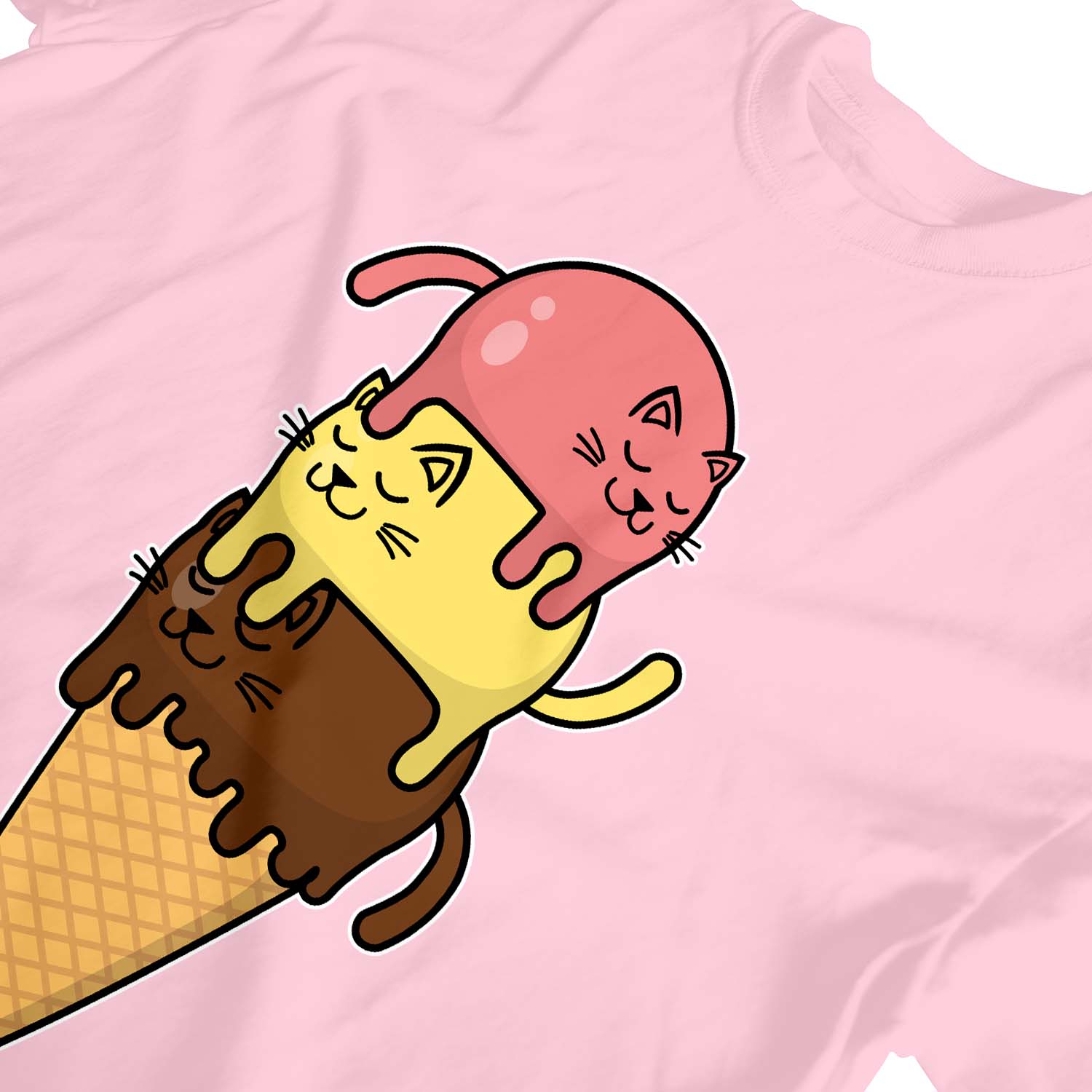 1 Tee shirt enfant fille chats empilé sur cône crème glacée - Photo 8/25