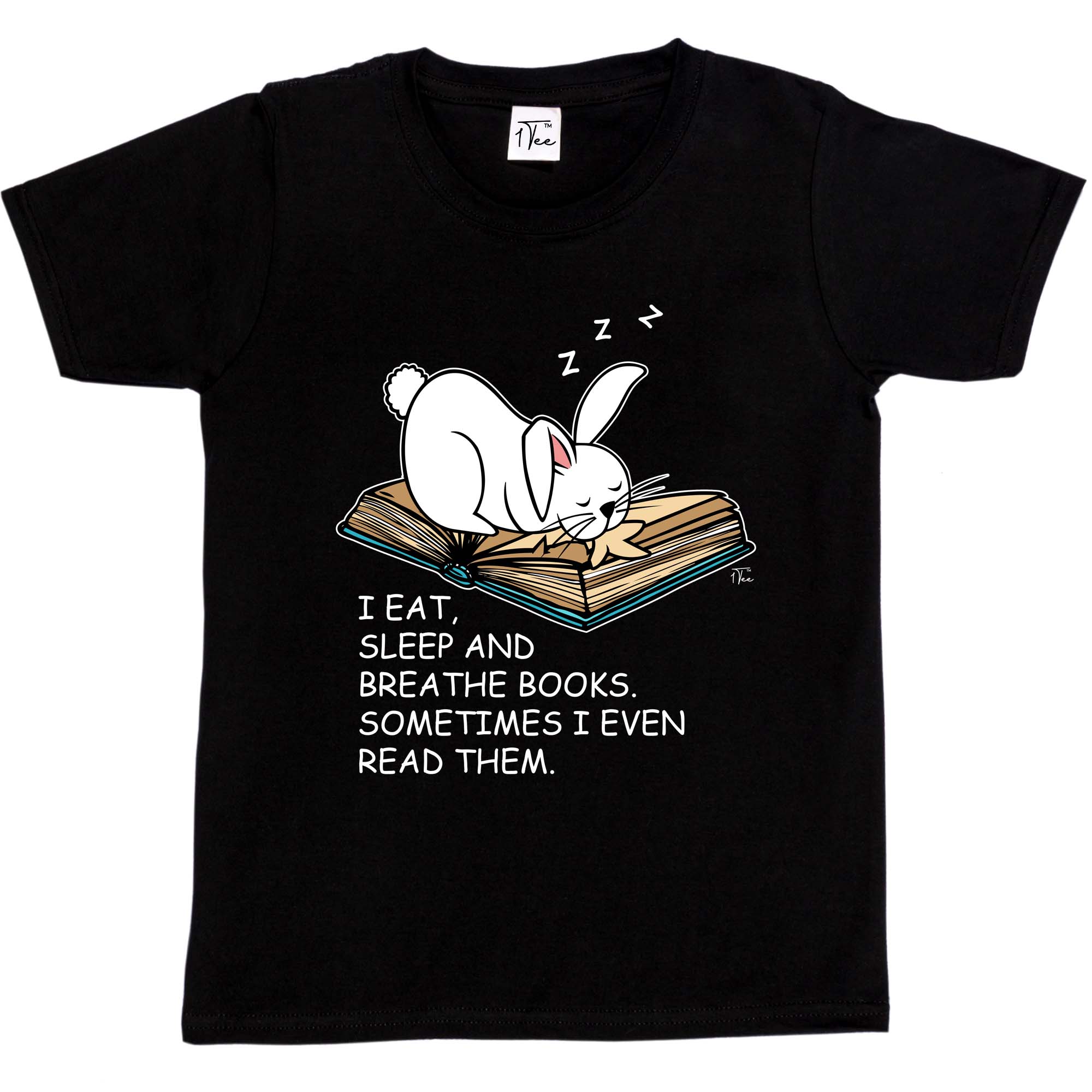1 Camiseta Niños Niños I Eat, Sleep and Breathe Books, Lema Conejo Camiseta - Imagen 6 de 25