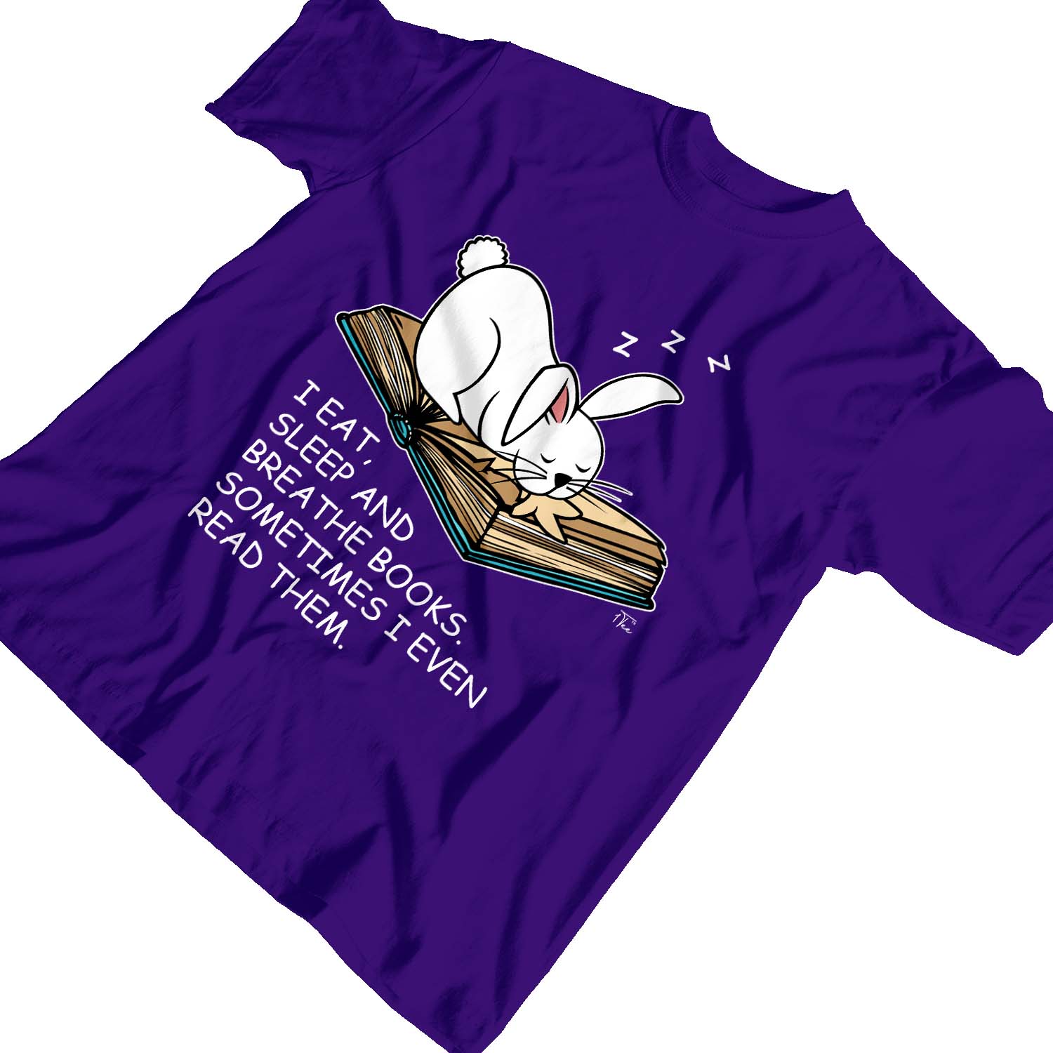 Camiseta 1Tee Niños Niñas I Eat, Sleep and Breathe Books, Slogan Rabbit - Imagen 17 de 25