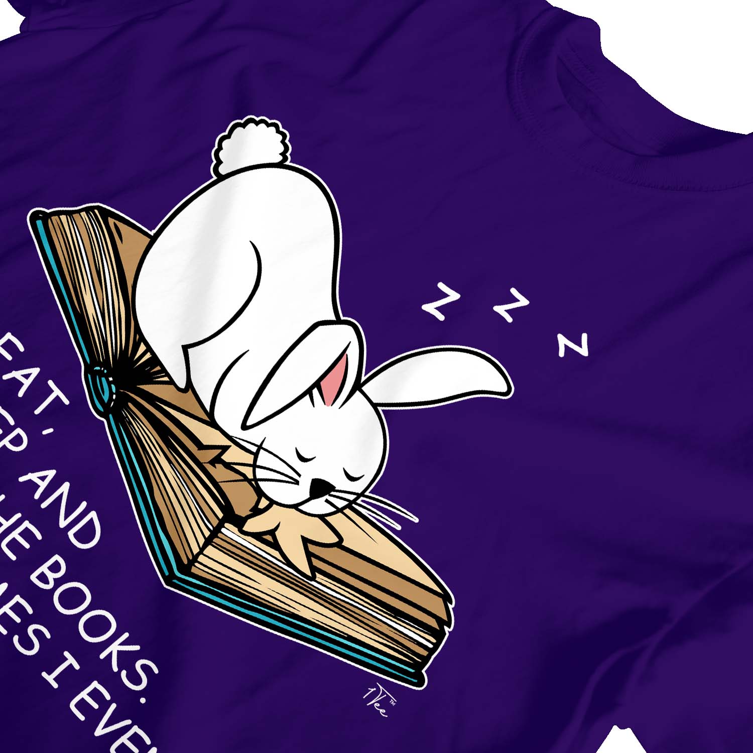 Camiseta 1Tee Niños Niñas I Eat, Sleep and Breathe Books, Slogan Rabbit - Imagen 18 de 25