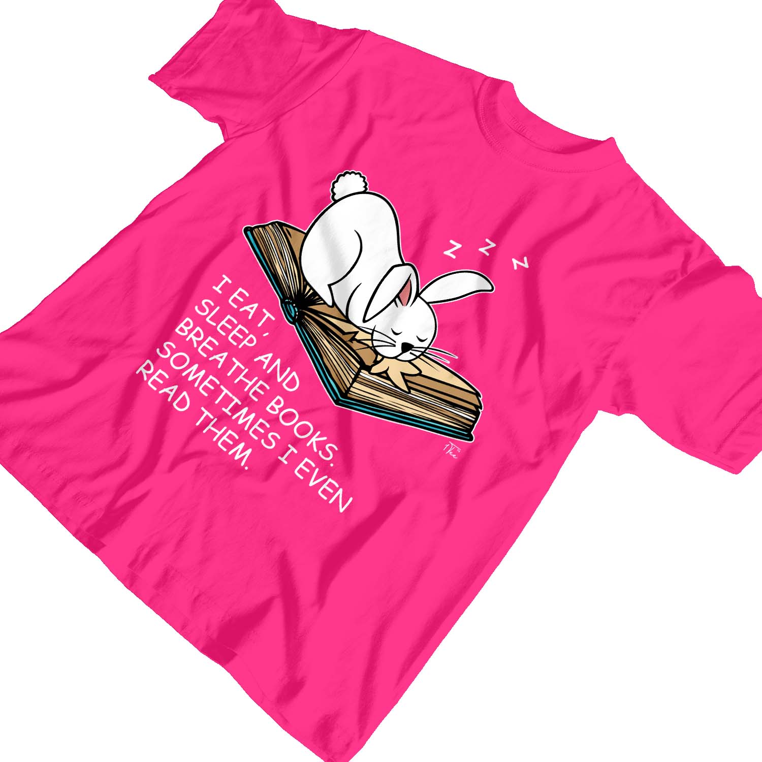Camiseta 1Tee Niños Niñas I Eat, Sleep and Breathe Books, Slogan Rabbit - Imagen 12 de 25