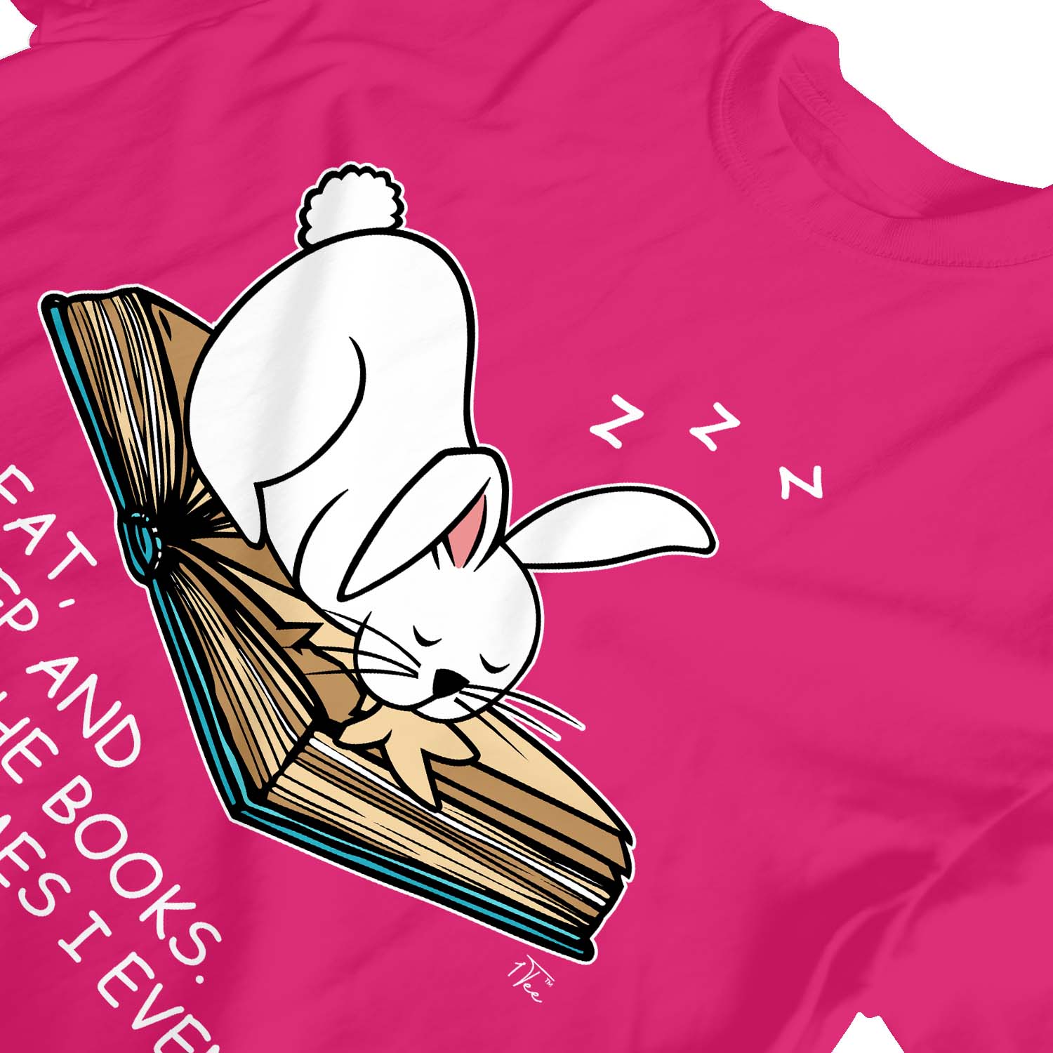 Camiseta 1Tee Niños Niñas I Eat, Sleep and Breathe Books, Slogan Rabbit - Imagen 13 de 25