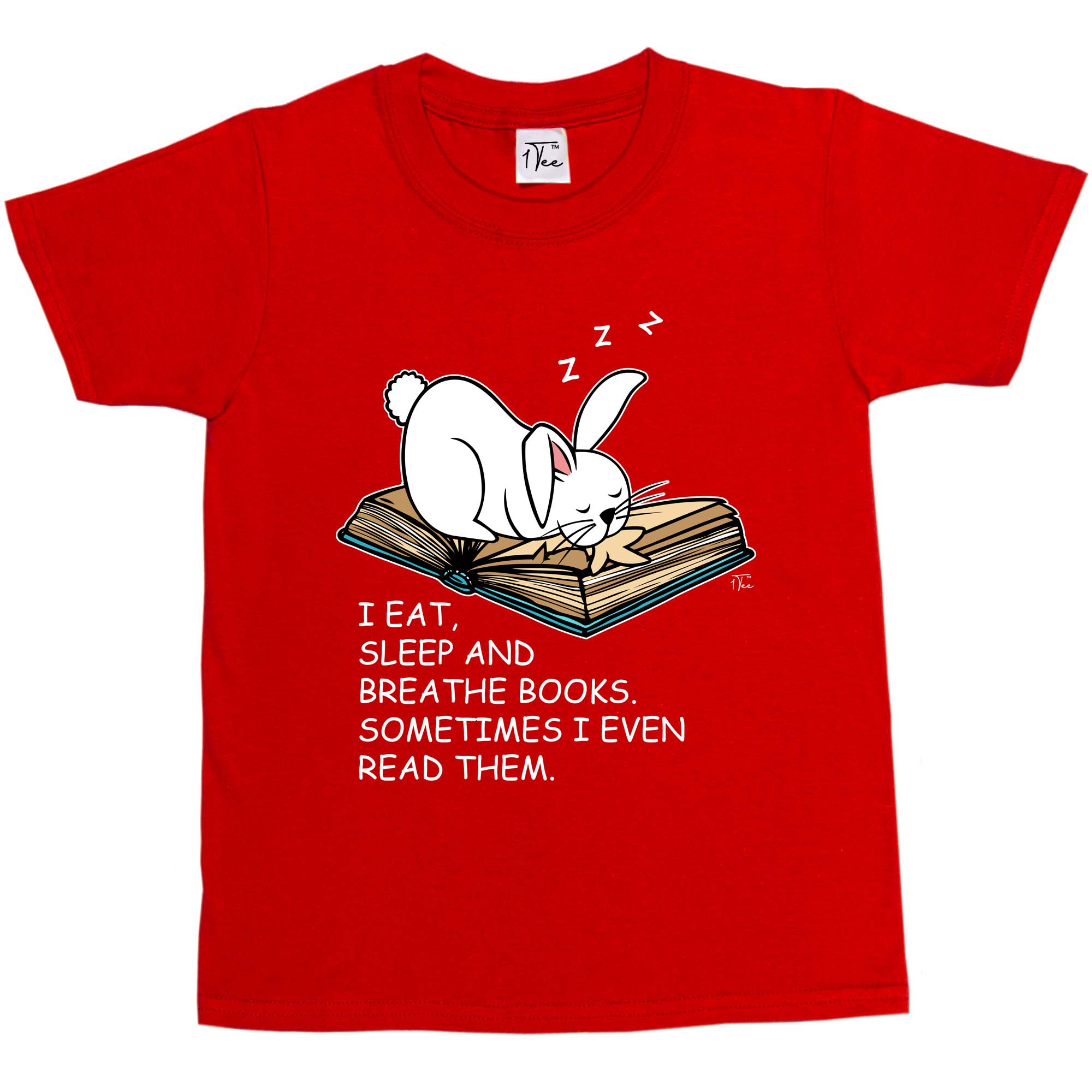 1 Camiseta Niños Niños I Eat, Sleep and Breathe Books, Lema Conejo Camiseta - Imagen 16 de 25