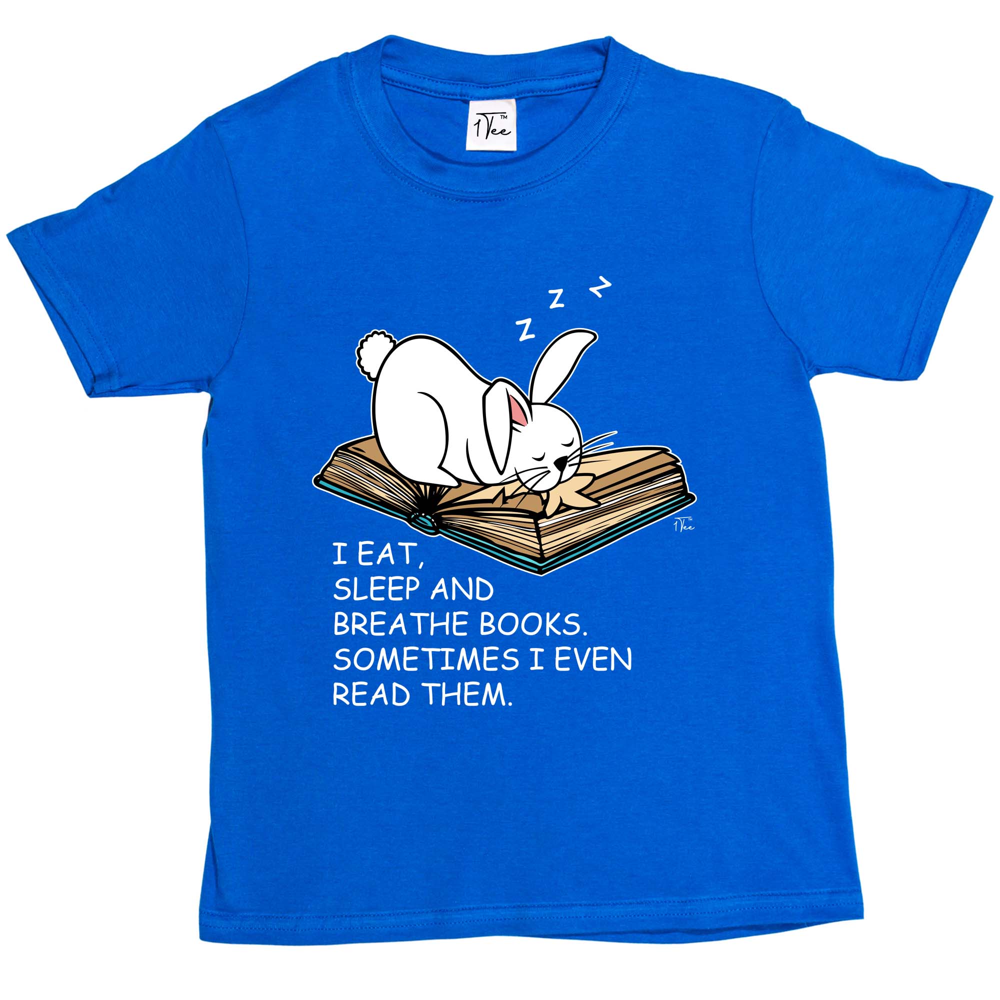 1 Camiseta Niños Niños I Eat, Sleep and Breathe Books, Lema Conejo Camiseta - Imagen 21 de 25
