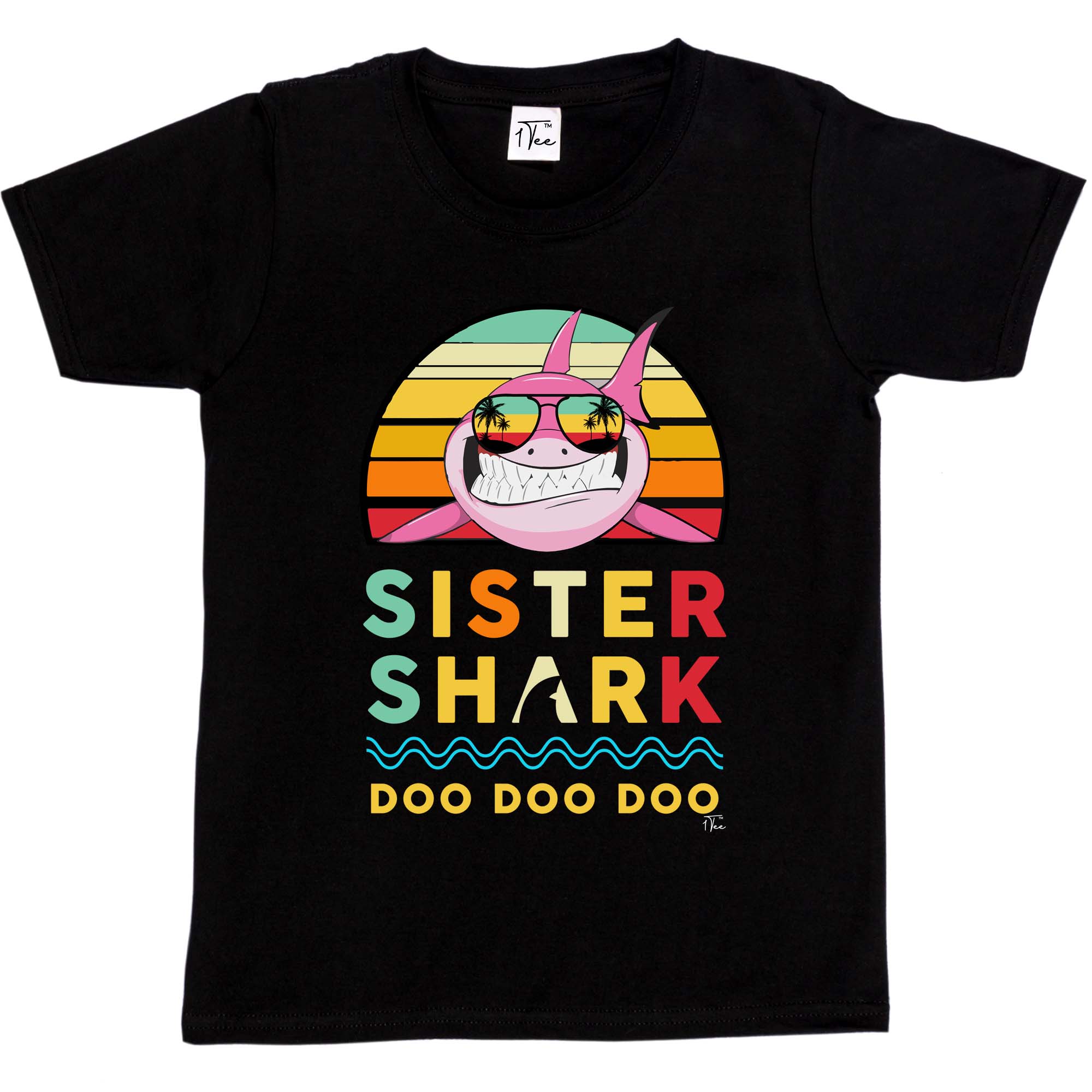 1Tee Kinder Mädchen Schwester Hai T-Shirt - Bild 6 von 15
