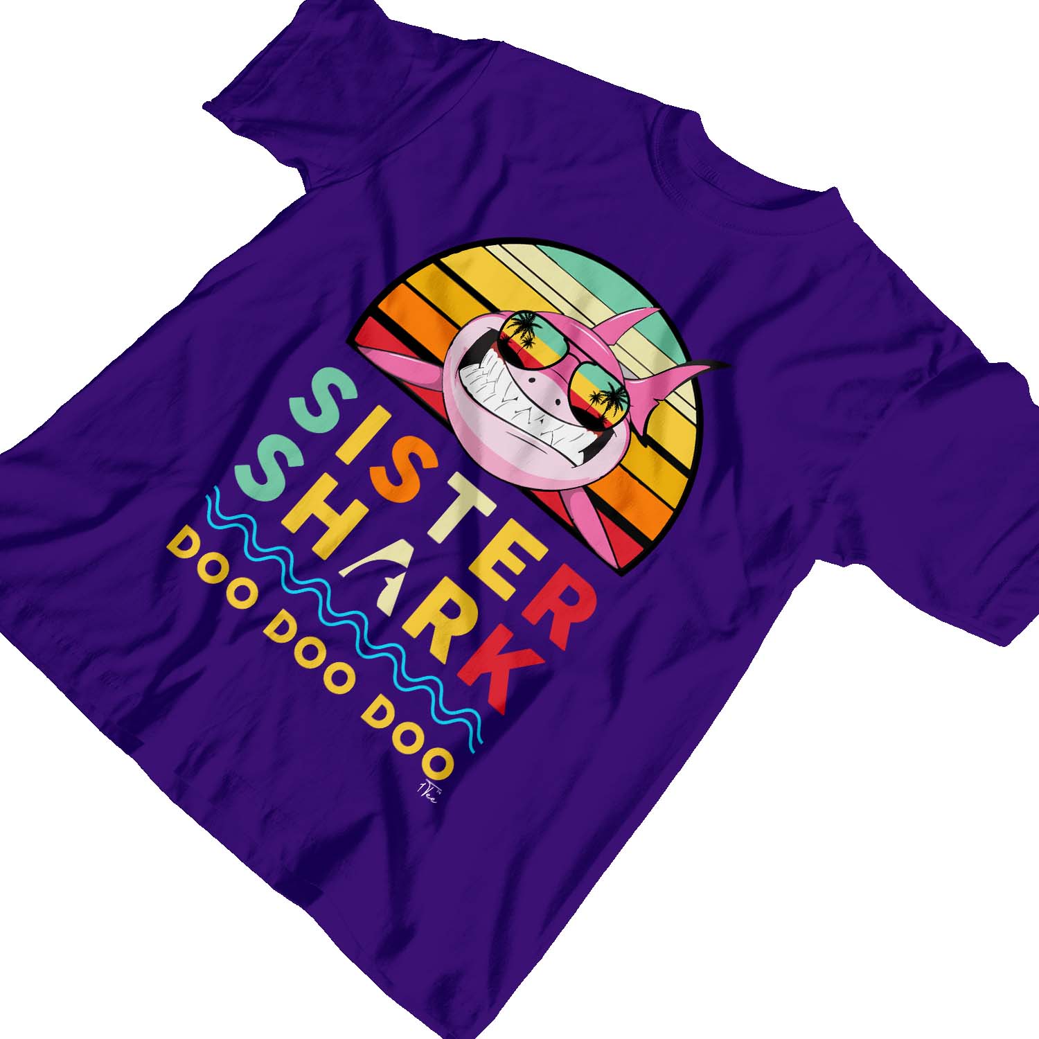 1Tee Kinder Mädchen Schwester Hai T-Shirt - Bild 12 von 15