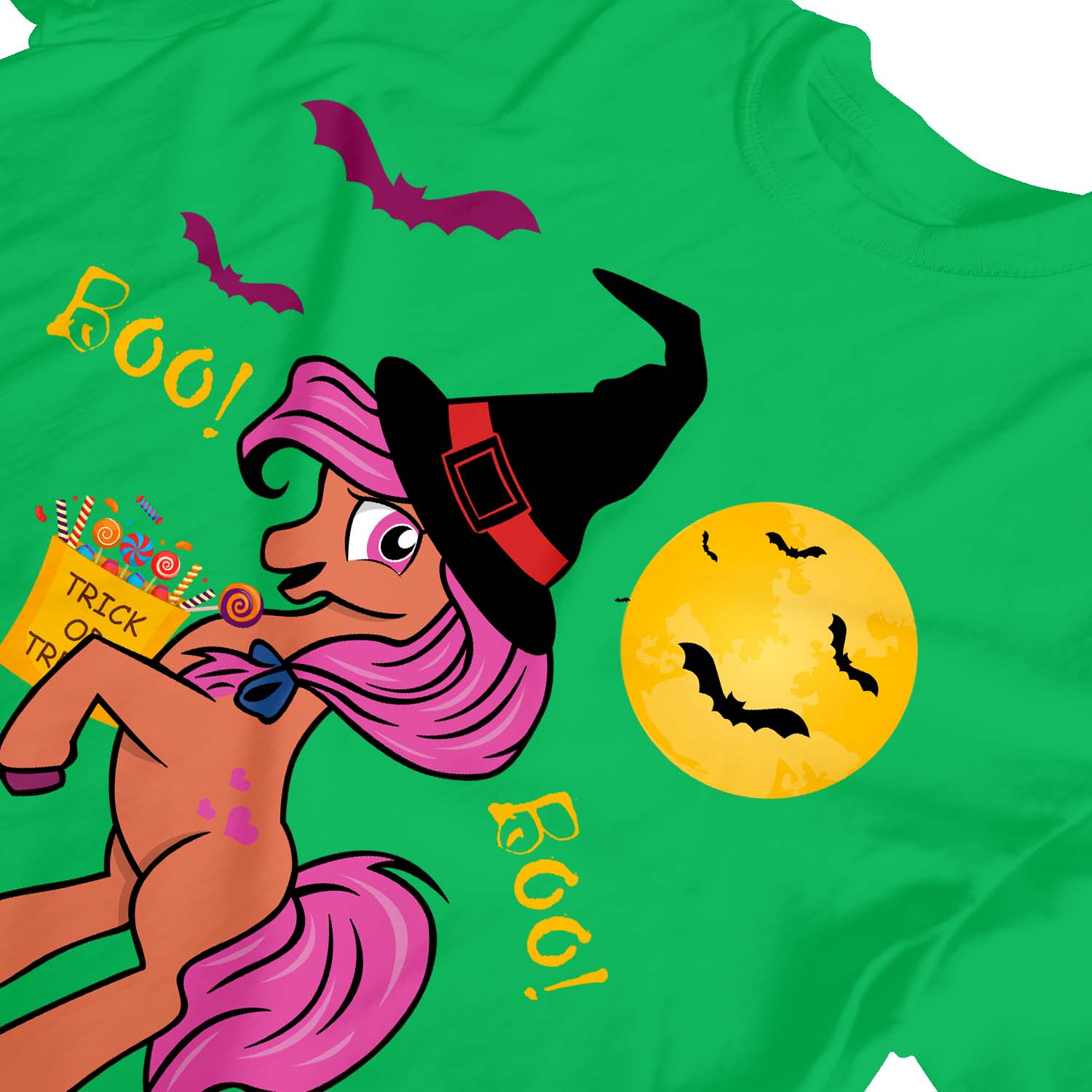 1Tee Kids Girls Trick or Treating Unicorn Witch T-Shirt