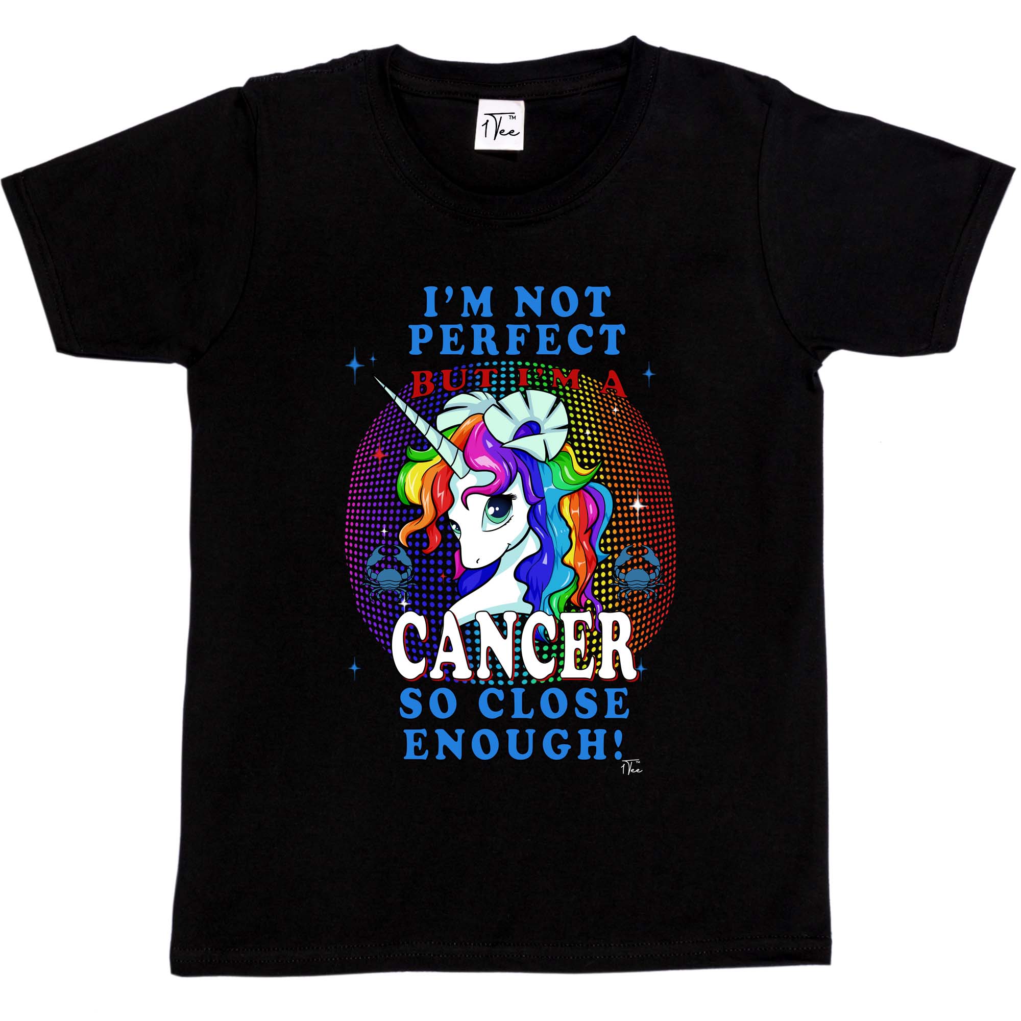 1Tee Kids Boys I'm Not Perfect But I'm Cancer Unicorn Zodiac T-Shirt 