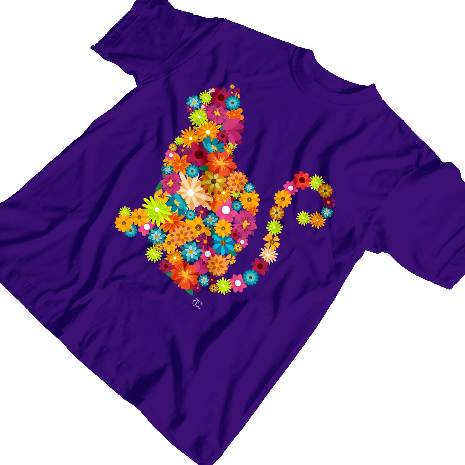 1Tee Kids Girls Cat Silhouette Floral T-Shirt - Picture 22 of 30
