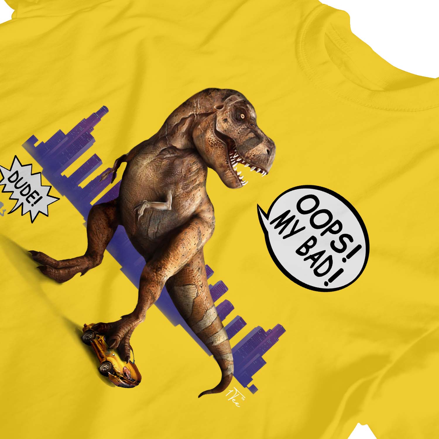 1Tee Coche Niños Y Niñas De Dinosaurio trituración /"lo sentimos mi mal /'T-Shirt