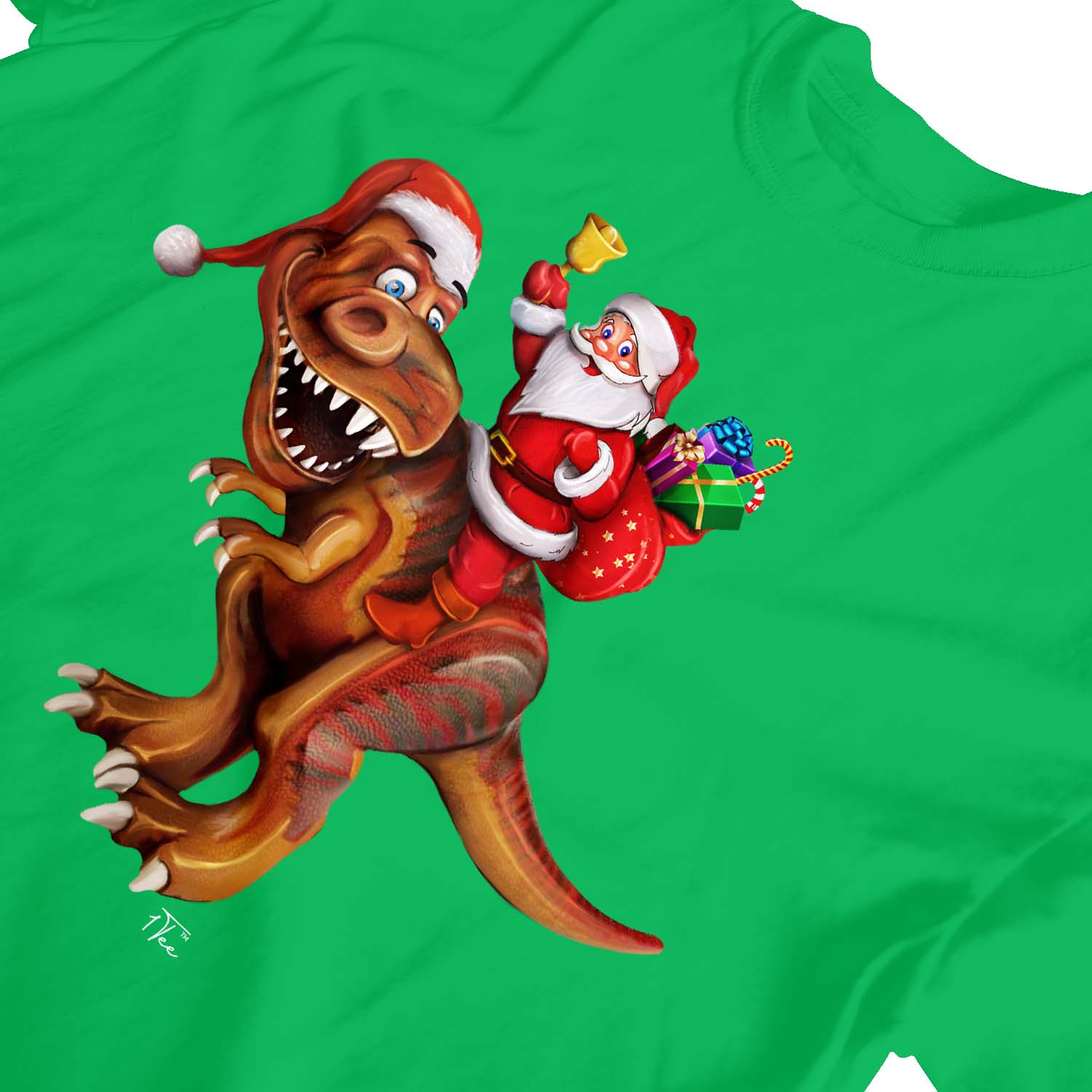 Santa Riding T Rex Christmas T-Shirt