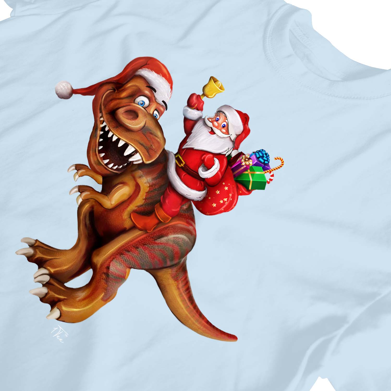 1Tee Kids Boys Santa Riding Dinosaur T rex Christmas T Shirt TShirt eBay