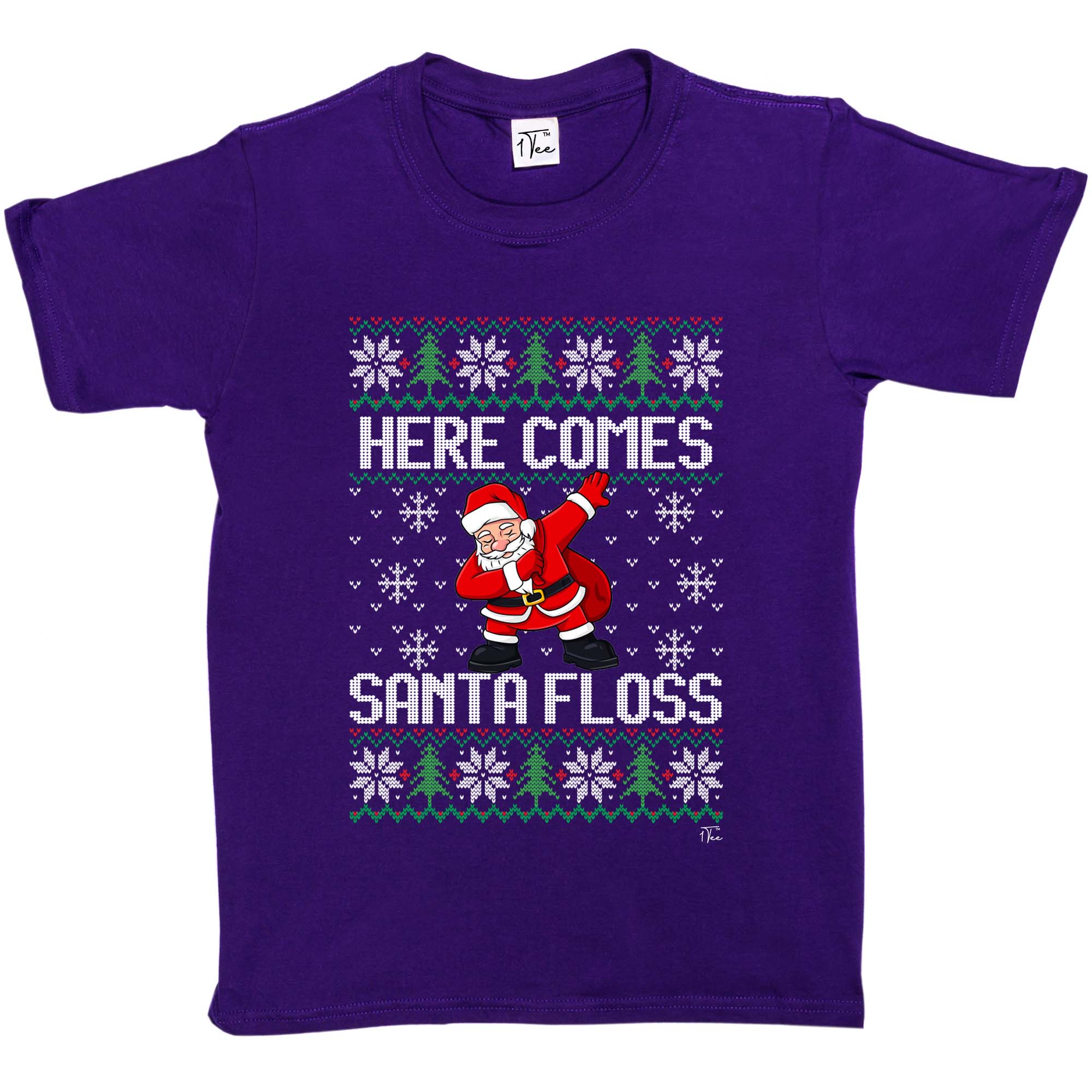 1Tee Kinder Mädchen Here Comes Santa Floss T-Shirt - Bild 11 von 15