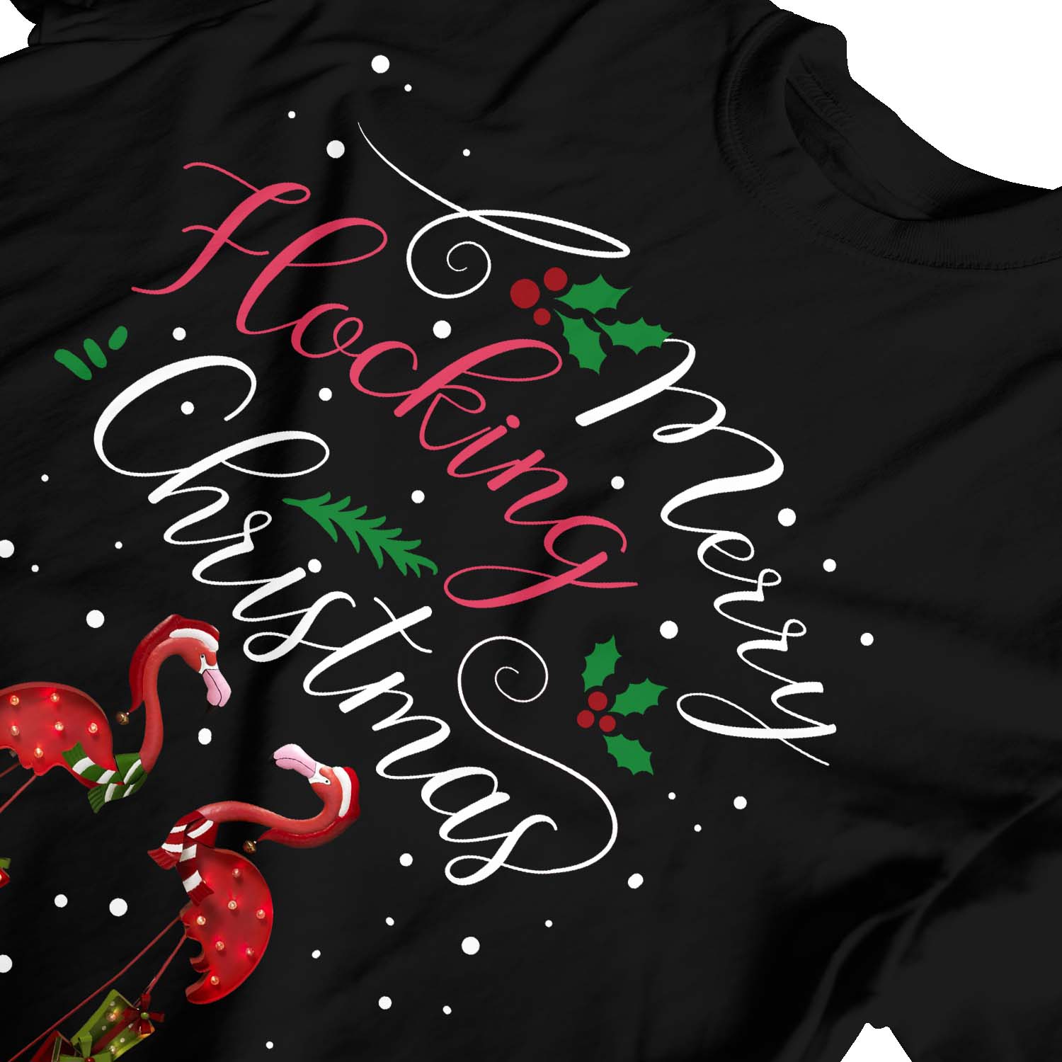 1 T-Shirt Kinder Mädchen Frohe Beflockung Weihnachten Flamingo Stechpalme - Bild 13 von 25