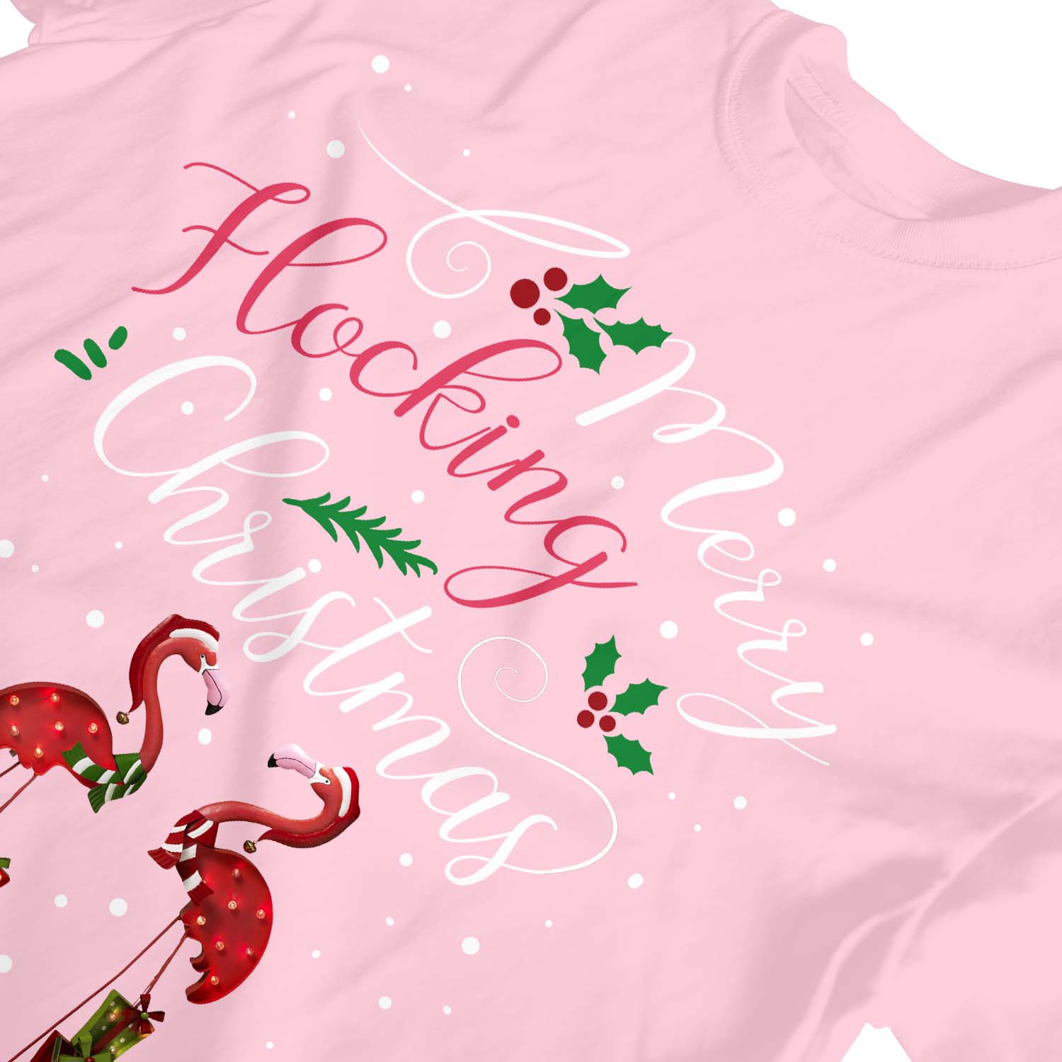 1 T-Shirt Kinder Mädchen Frohe Beflockung Weihnachten Flamingo Stechpalme - Bild 8 von 25