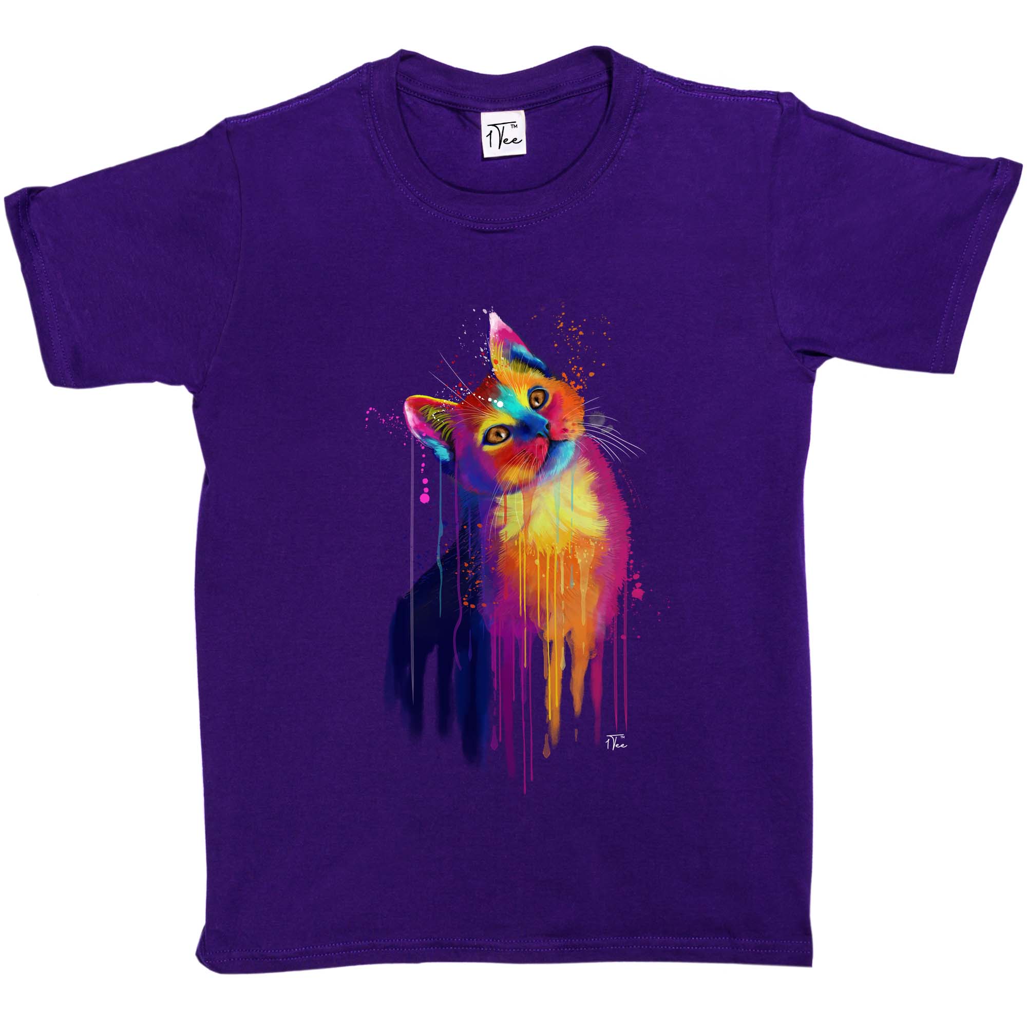 1 T-Shirt Kinder Mädchen Aquarell abstrakt Katze - Bild 11 von 15