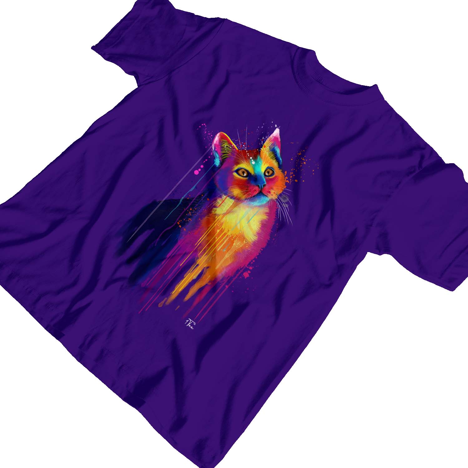 1 T-Shirt Kinder Mädchen Aquarell abstrakt Katze - Bild 12 von 15