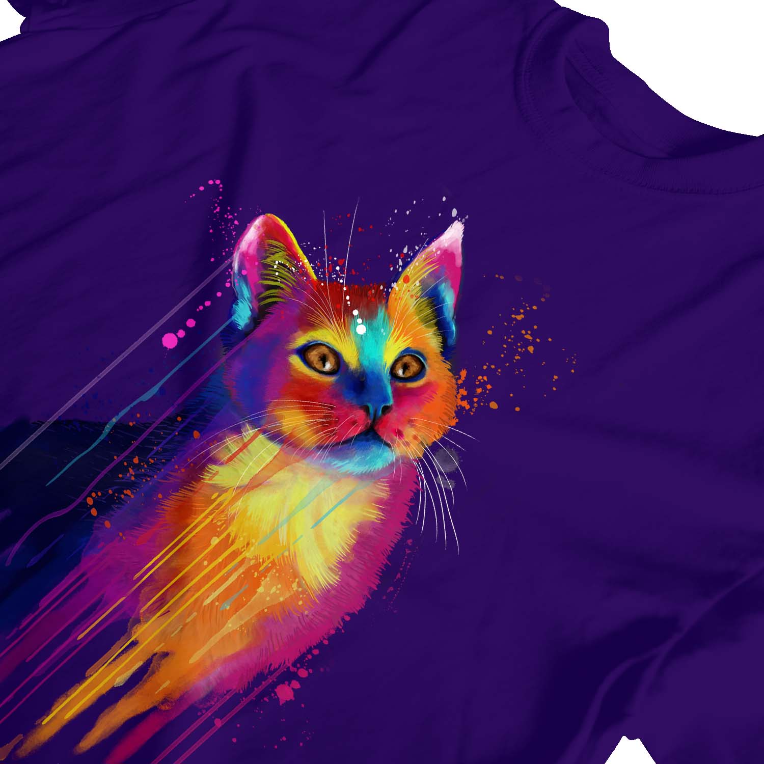 1 T-Shirt Kinder Mädchen Aquarell abstrakt Katze - Bild 13 von 15