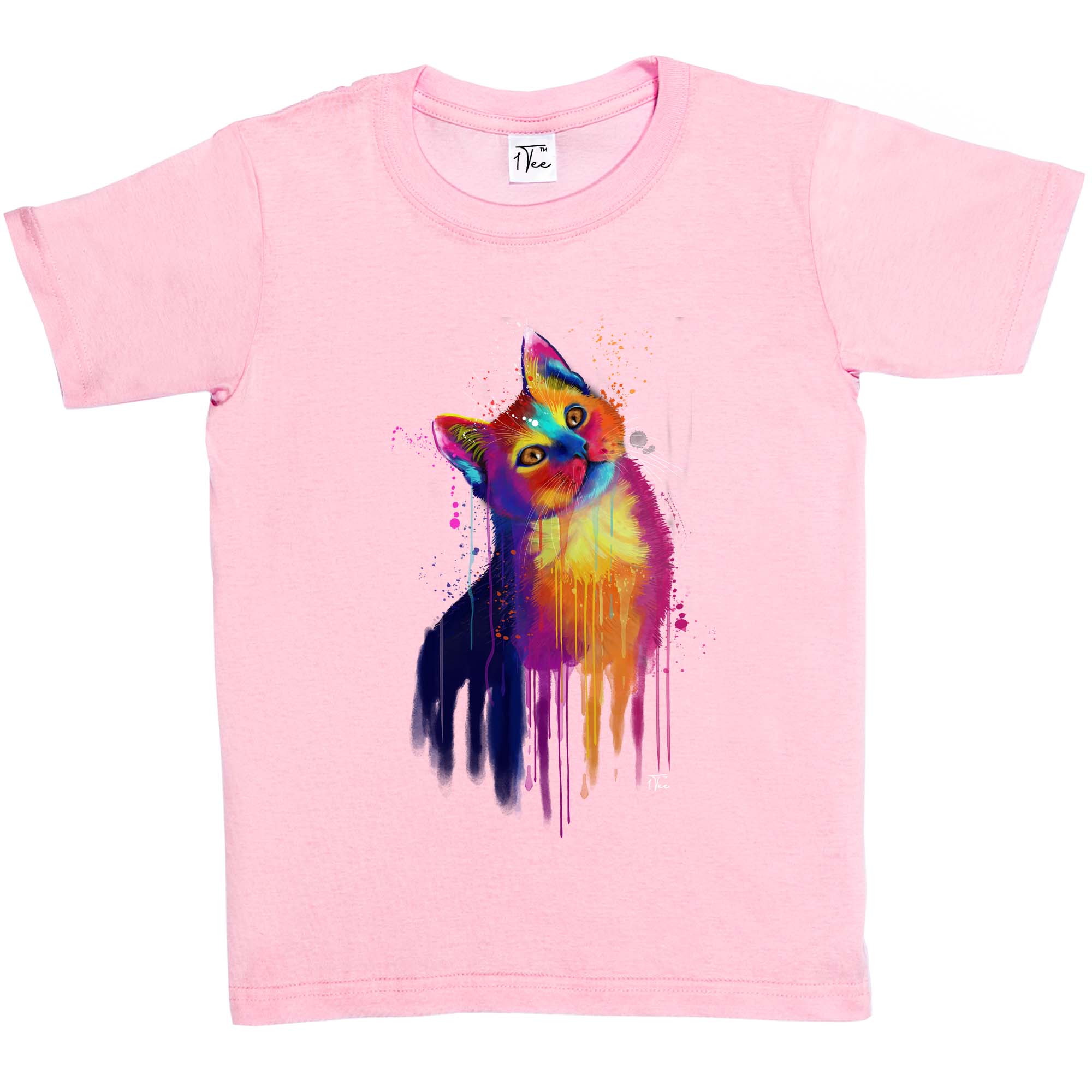 1 T-Shirt Kinder Mädchen Aquarell abstrakt Katze - Bild 6 von 15